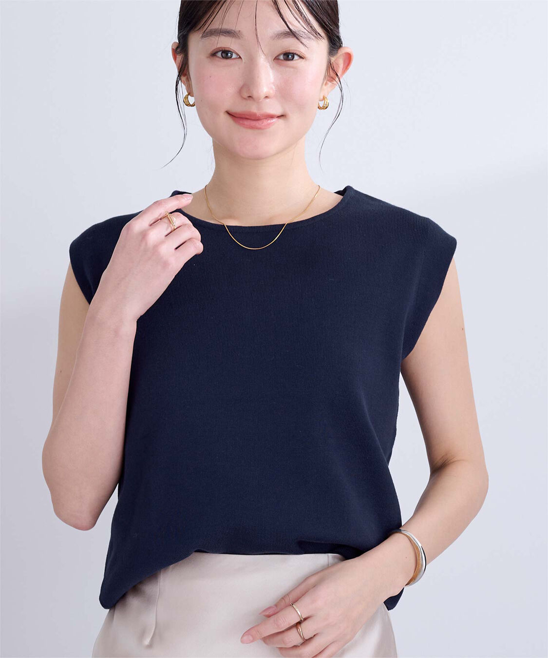ur's「フレンチスリーブニットトップス」|ニット・セーター|ネイビー