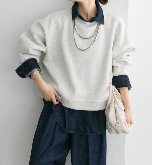  「シンプル裏起毛スウェットショートプルオーバー」|プルオーバー|オートミール