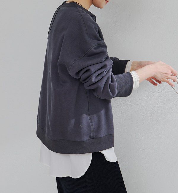  「フロッキープリントハーフジップ裏起毛スウェット」|プルオーバー|