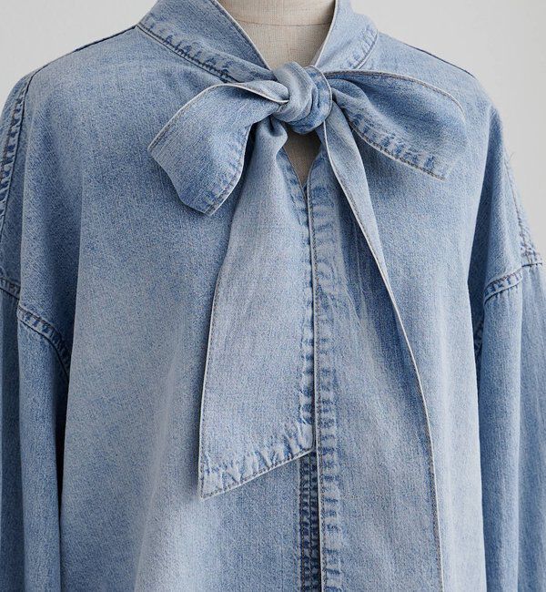  「デニムリボンタイブラウス」|プルオーバー|