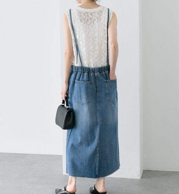  「綿麻デニムジャンパースカート」|ワンピース|
