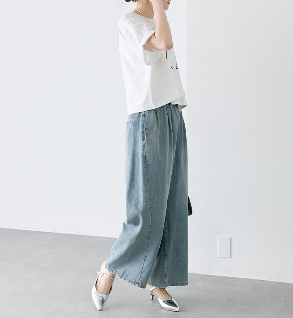  「綿麻デニムイージーパンツ」|デニム|
