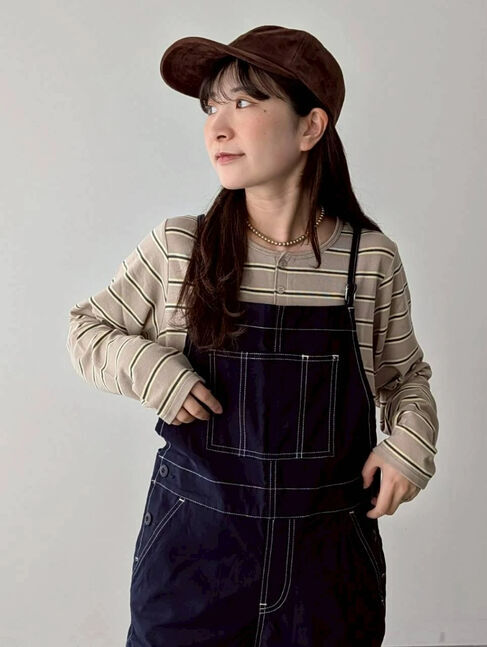 Samansa Mos2「マルチボーダーヘンリープルオーバー」|Tシャツ・カットソー|グレージュ