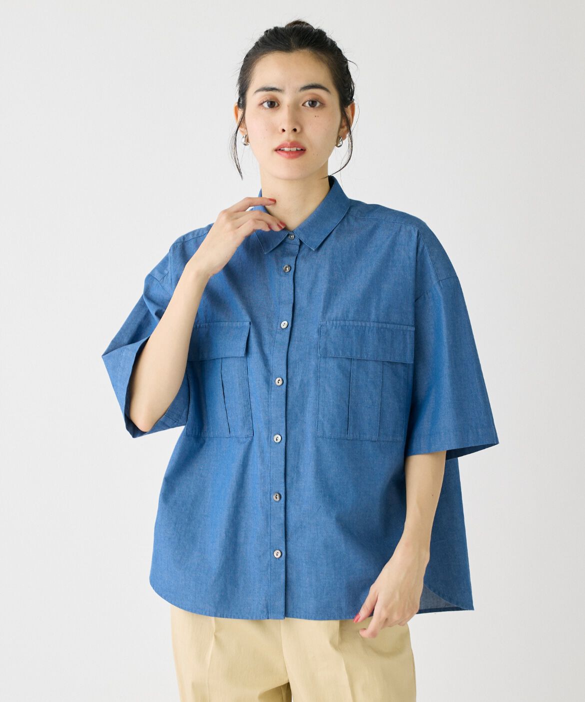 I.T.'S international「ライトデニムワークポケットシャツ」|シャツ・ブラウス|サックス3