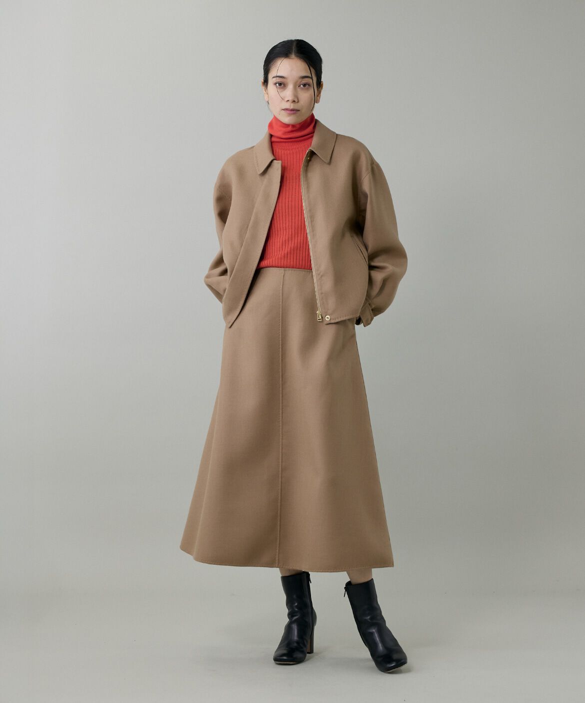 INED「《大きいサイズ》ダブルフェイスAラインスカート」|フレア|