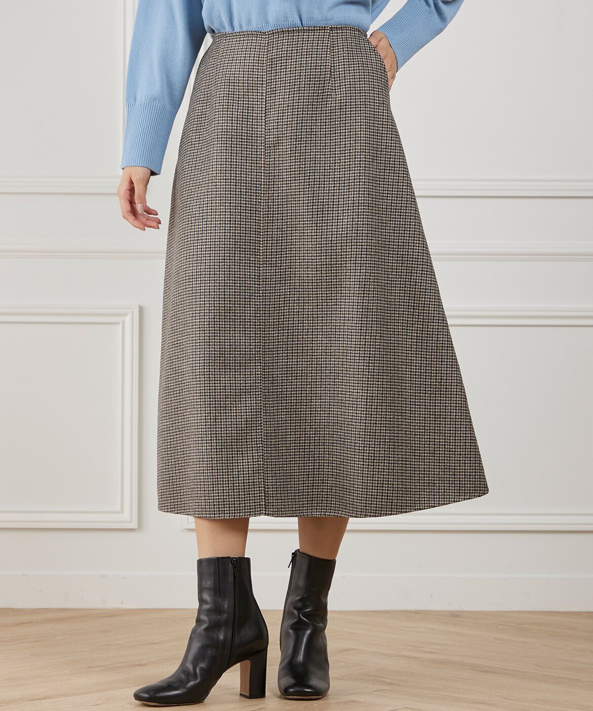 INED「《大きいサイズ》ダブルフェイスAラインスカート」|フレア|