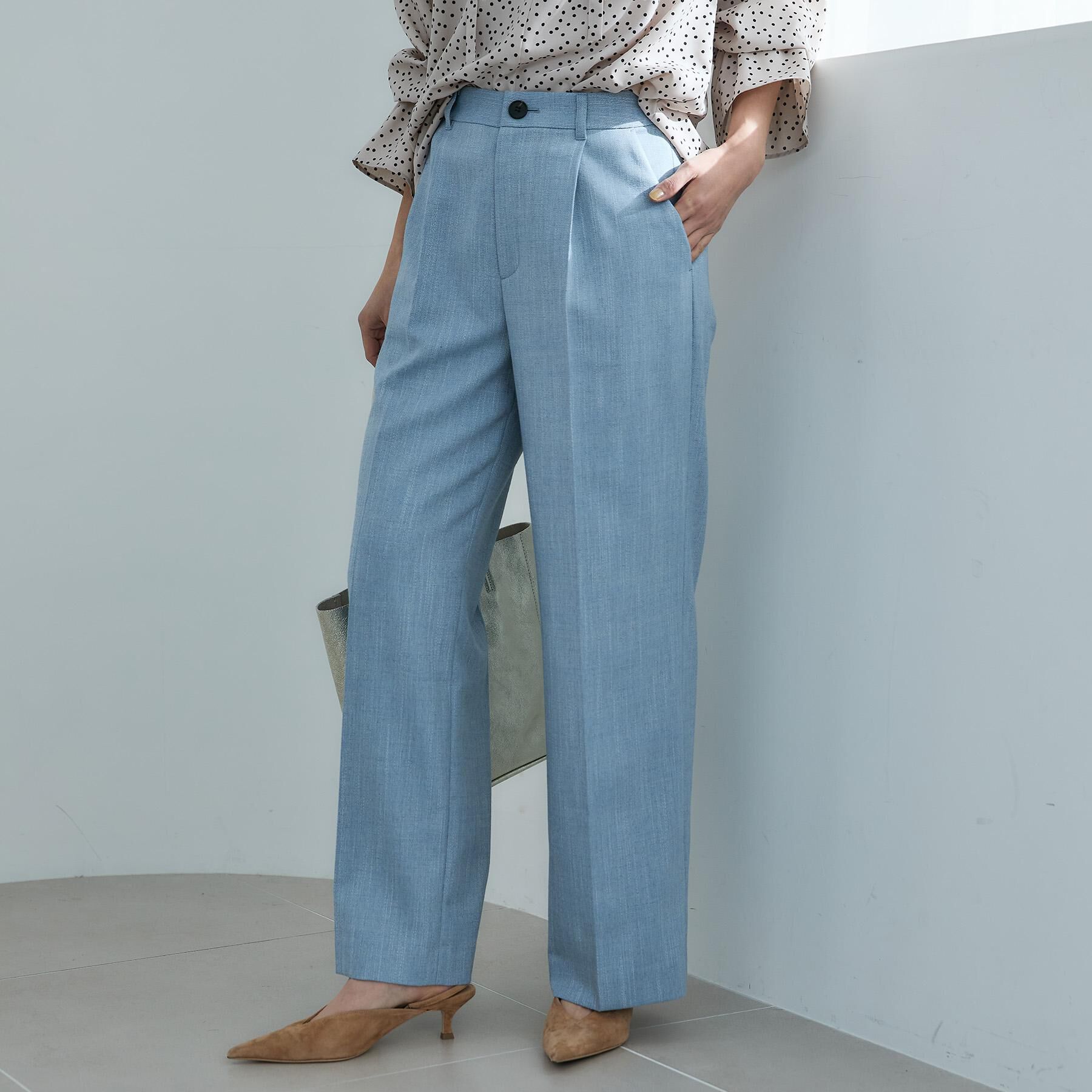 UNTITLED「【洗える/後ろウエストゴム】シャンブレーワイドパンツ」|その他|