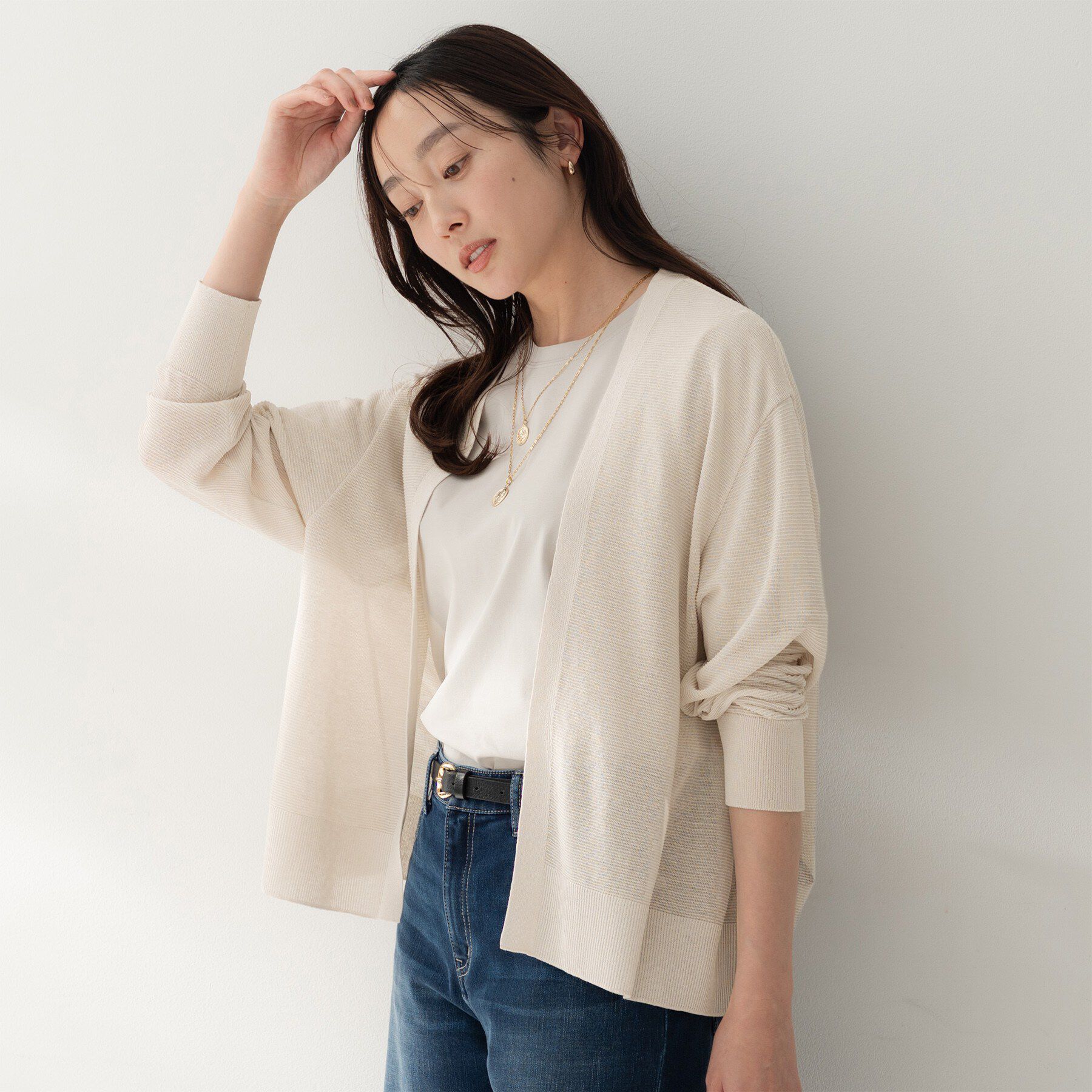 UNTITLED「コットンリネンカーディガン」|カーディガン|ライトベージュ(05