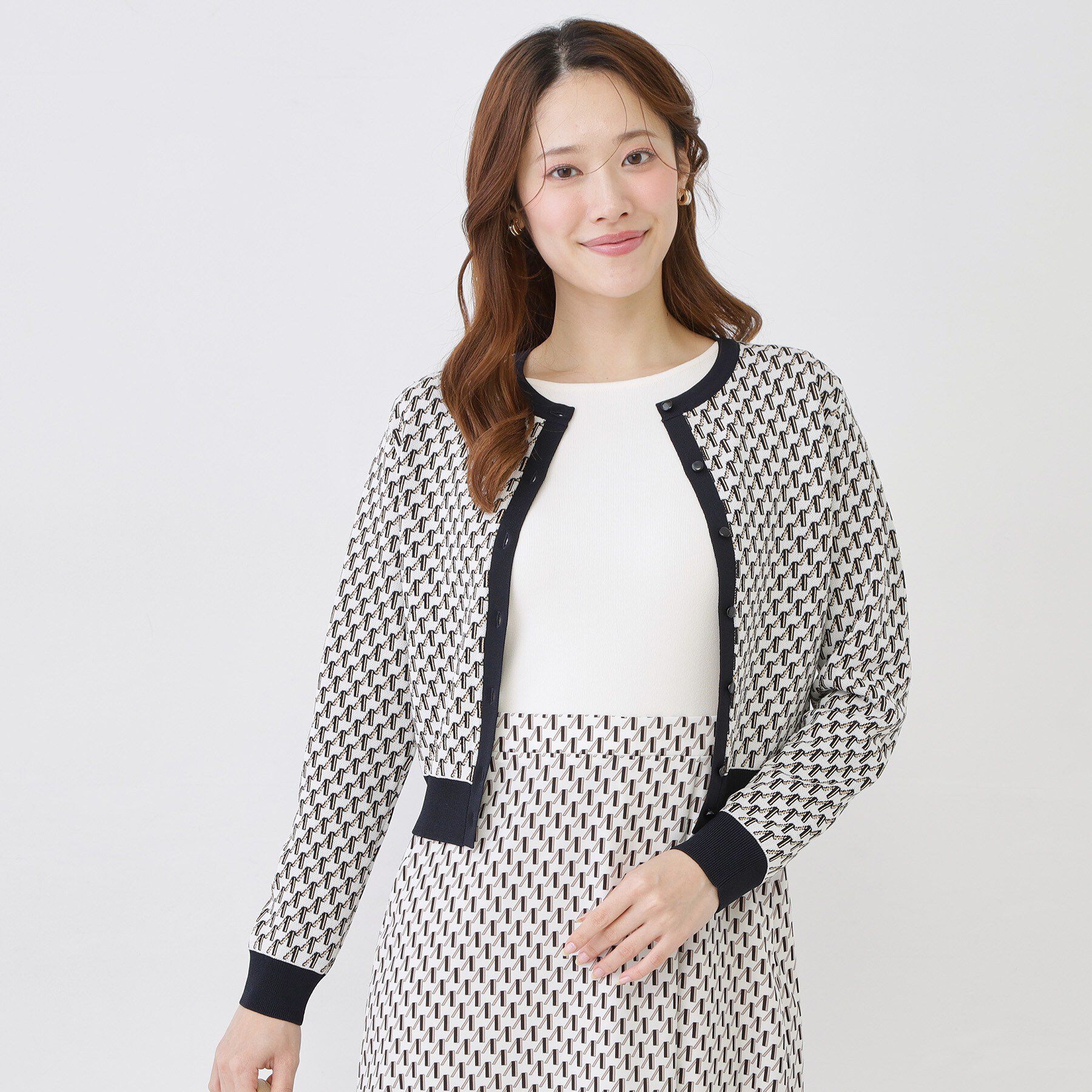 COUP DE CHANCE「【手洗い可／幾何柄】ショート丈カーディガン」|カーディガン|