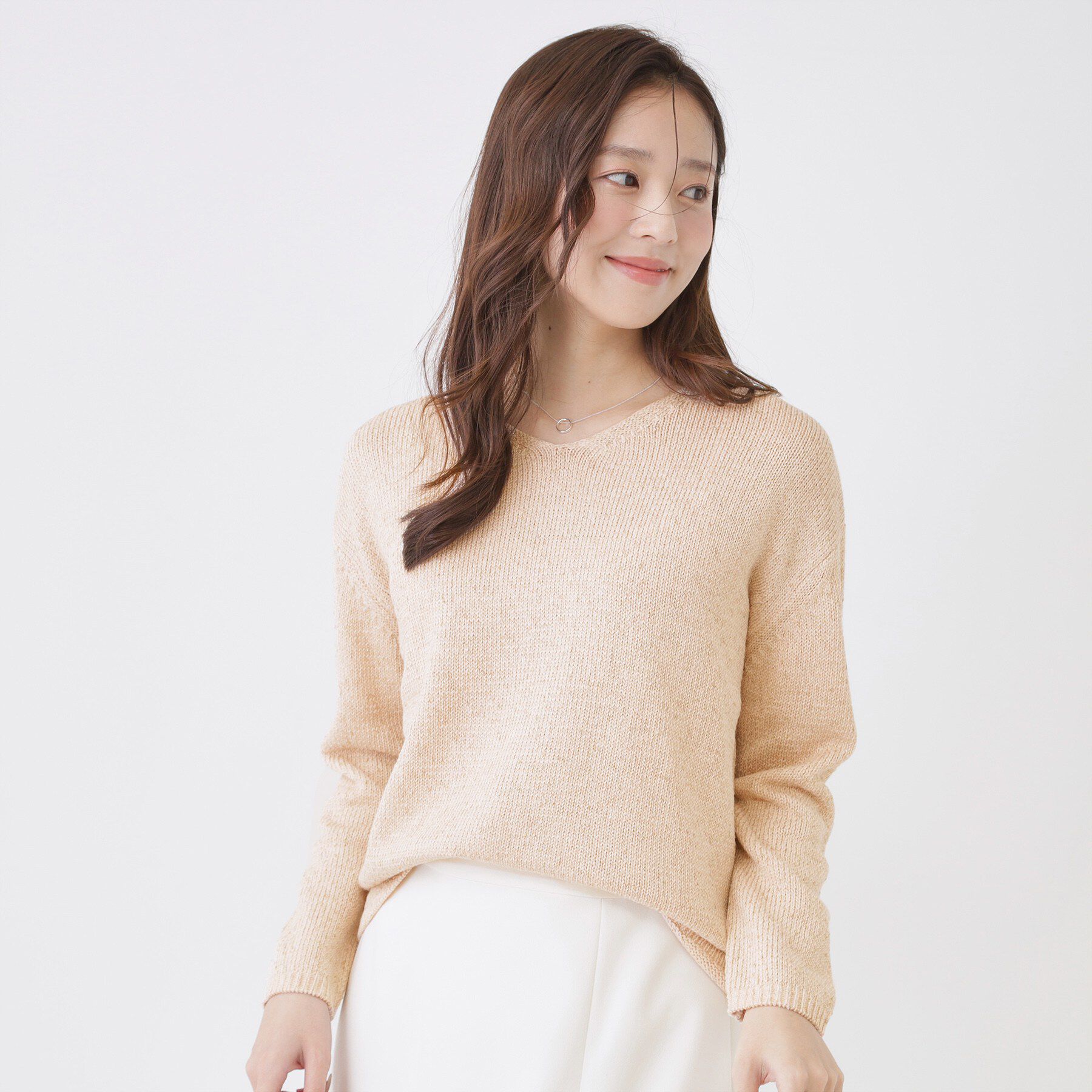 COUP DE CHANCE「【手洗い可】ラメ混Vネックニット」|ニット・セーター|