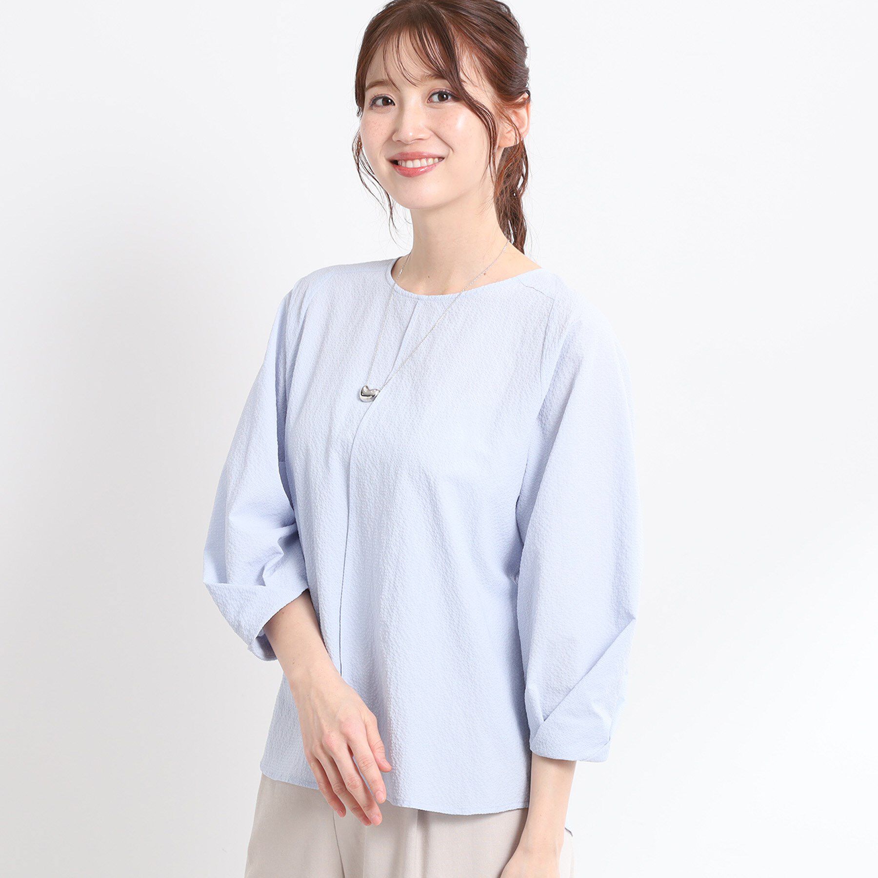 Reflect「【夏SALE／E‐QUALITY／手洗い可】デザインスリーブブラウス」|シャツ・ブラウス|サックスブルー(09