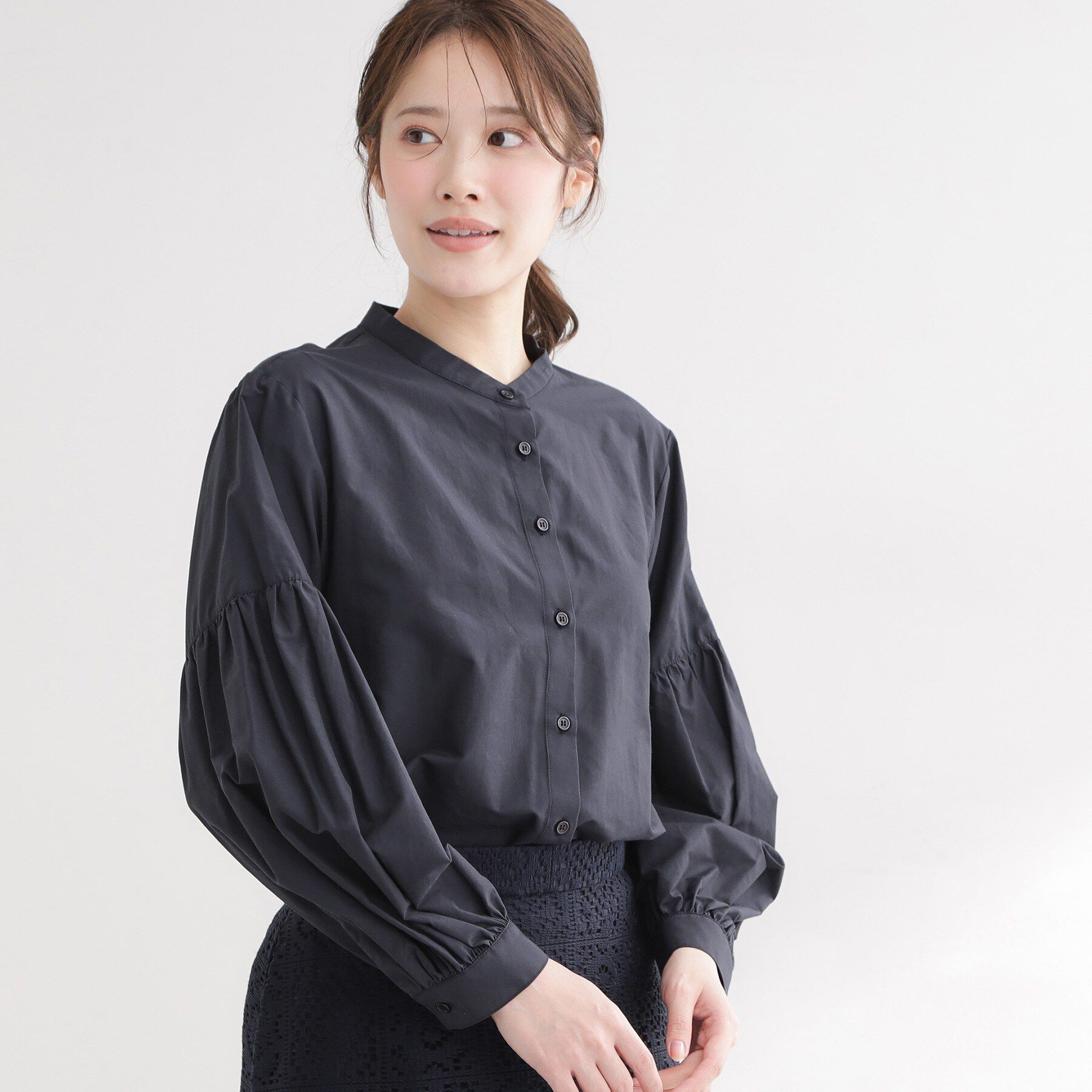 Reflect「【レイヤードにおすすめ◎】バンドカラーボリュームスリーブシャツ」|シャツ・ブラウス|