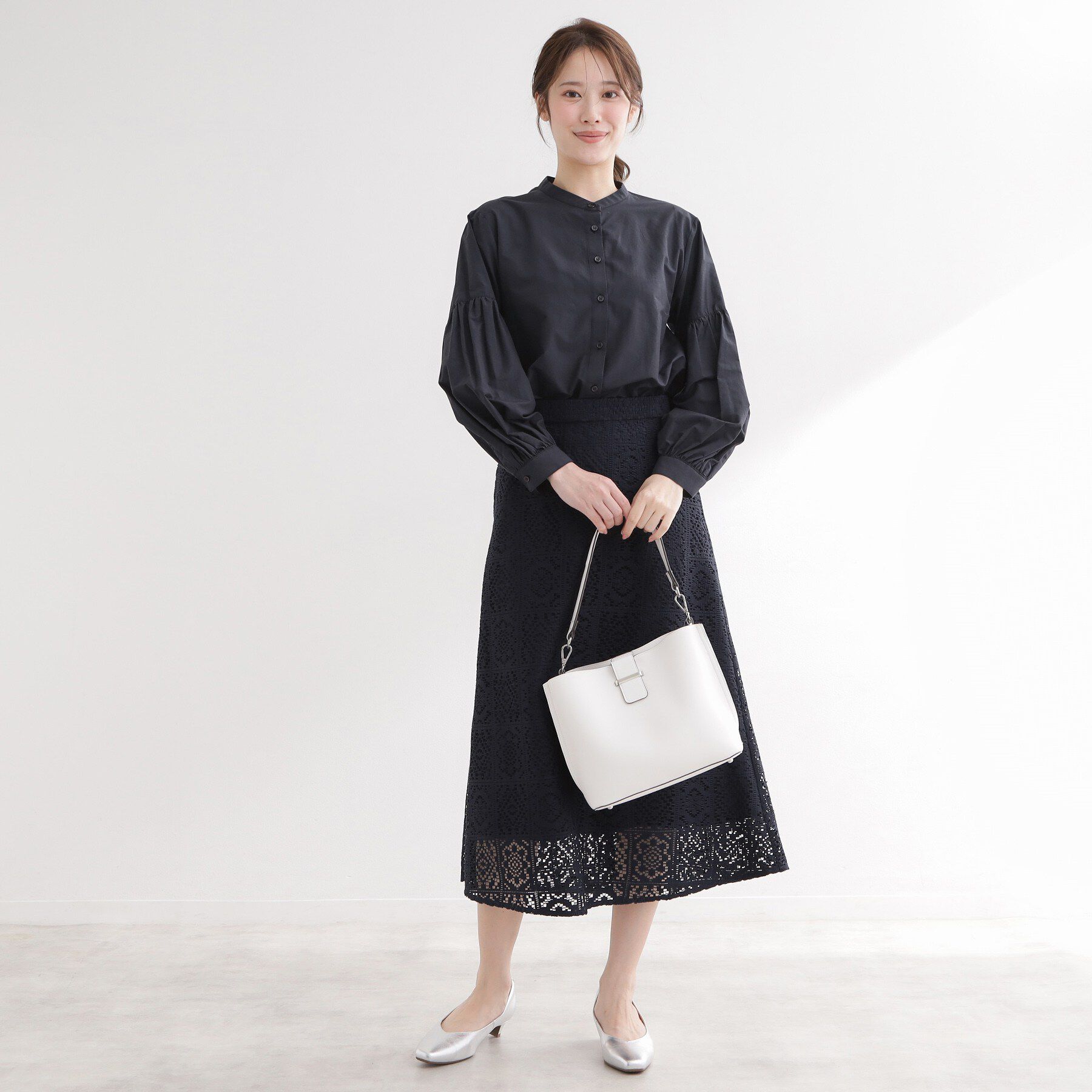 Reflect「【レイヤードにおすすめ◎】バンドカラーボリュームスリーブシャツ」|シャツ・ブラウス|