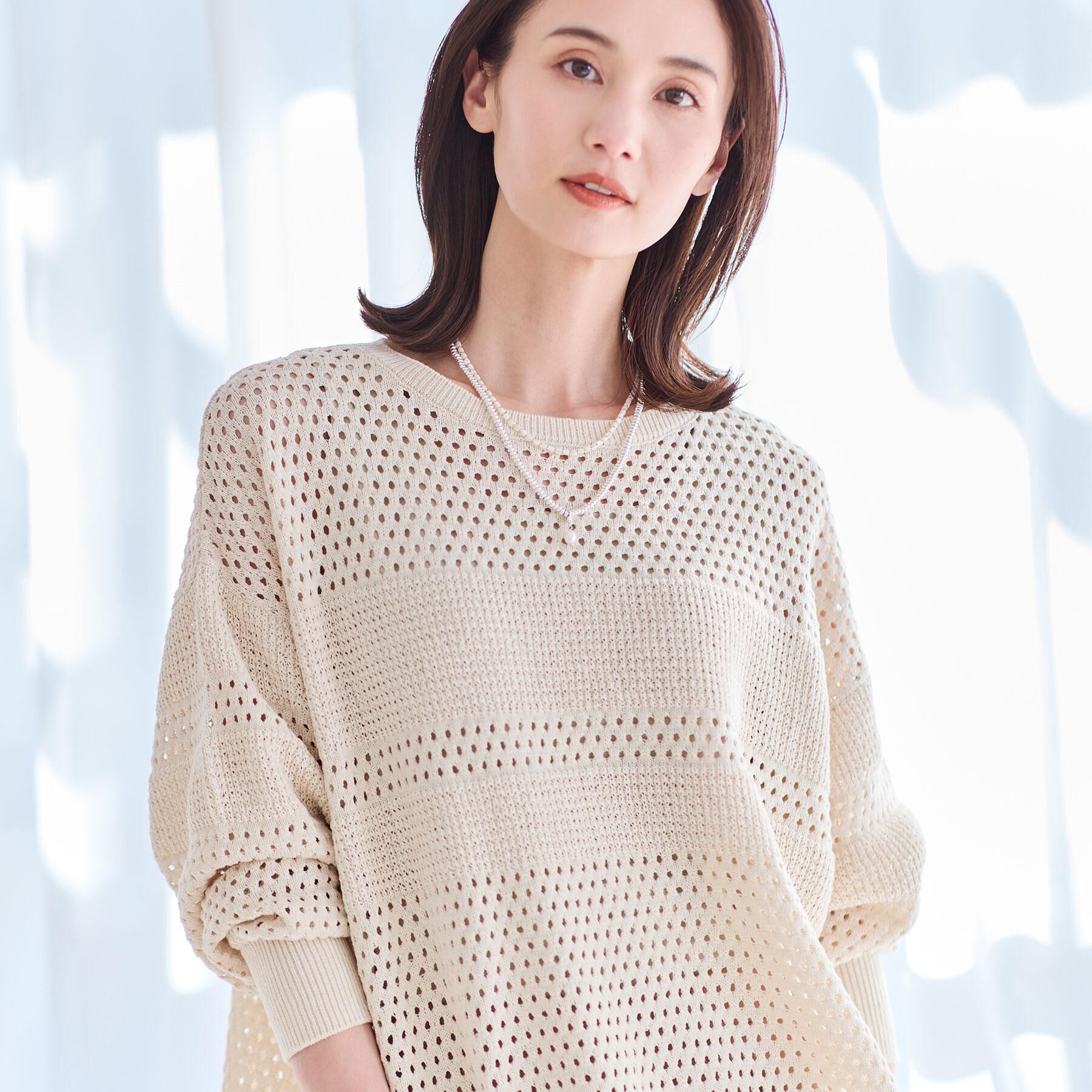 Reflect「【レイヤードにおすすめ◎】メッシュ風ドライタッチニット」|ニット・セーター|アイボリー(004)