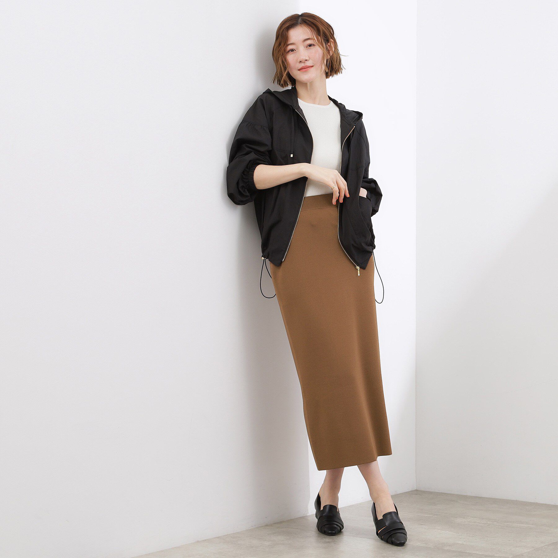 grove「【貴島明日香さん着用】洗濯機で洗えるニットナロースカート」|スカート|