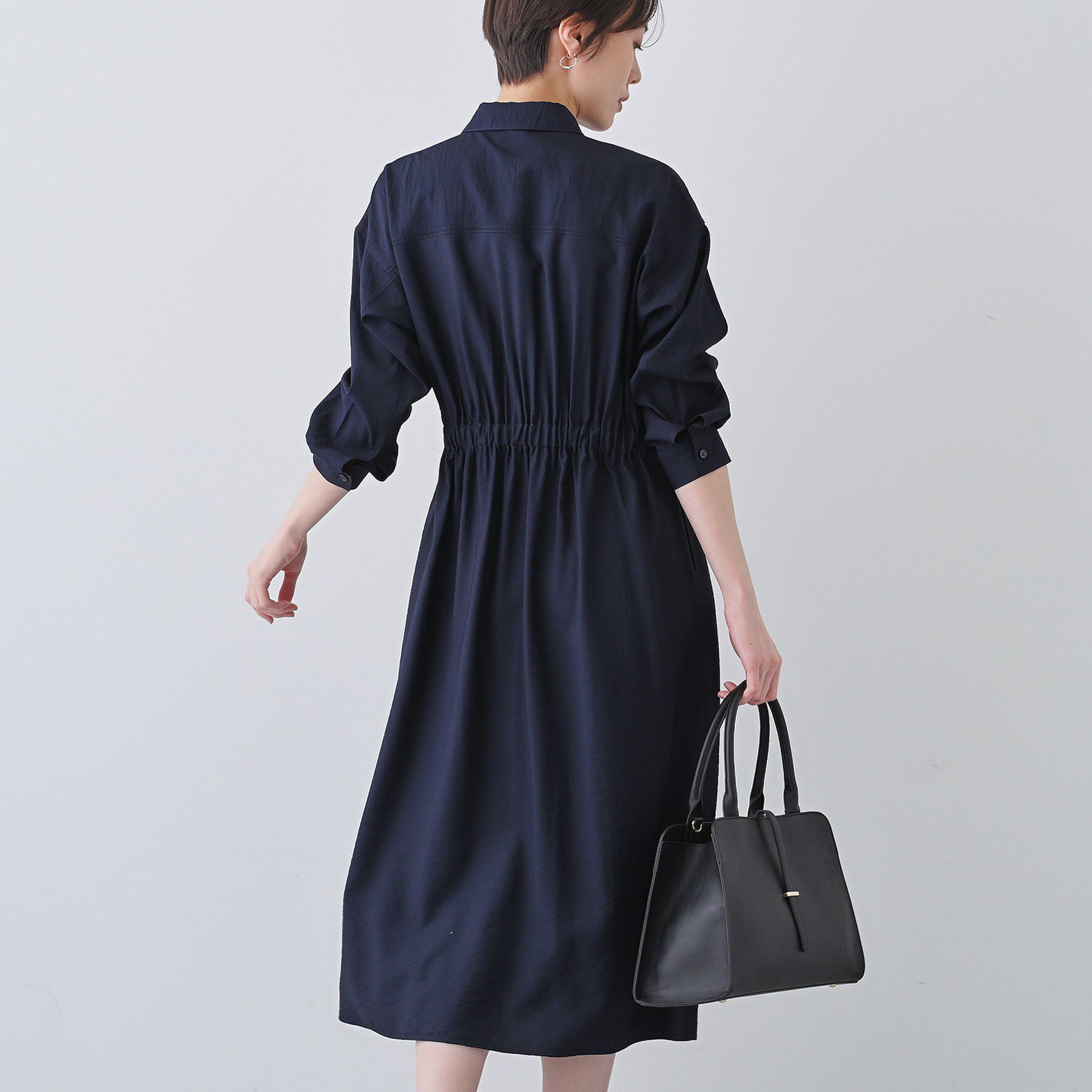 INDIVI「【洗える／2WAY】ワッシャー素材シャツ羽織りワンピース」|ワンピース|