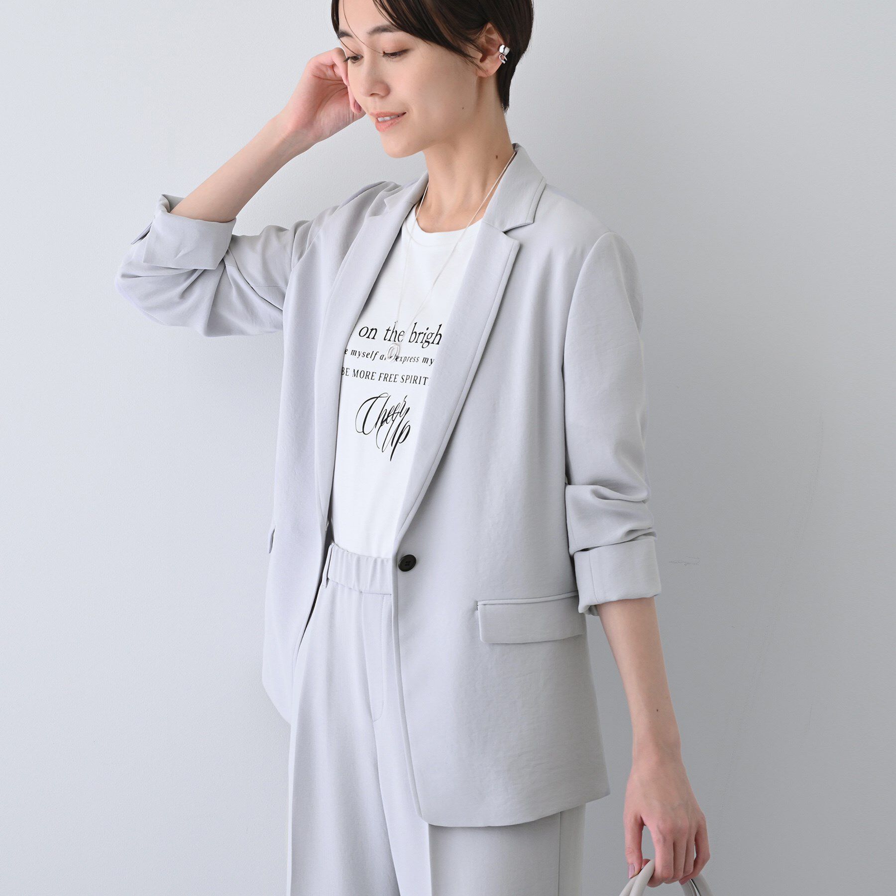 INDIVI「【着る日傘/遮熱/UVケア】ナローテーラードカラージャケット」|スーツ|ライトグレー(011