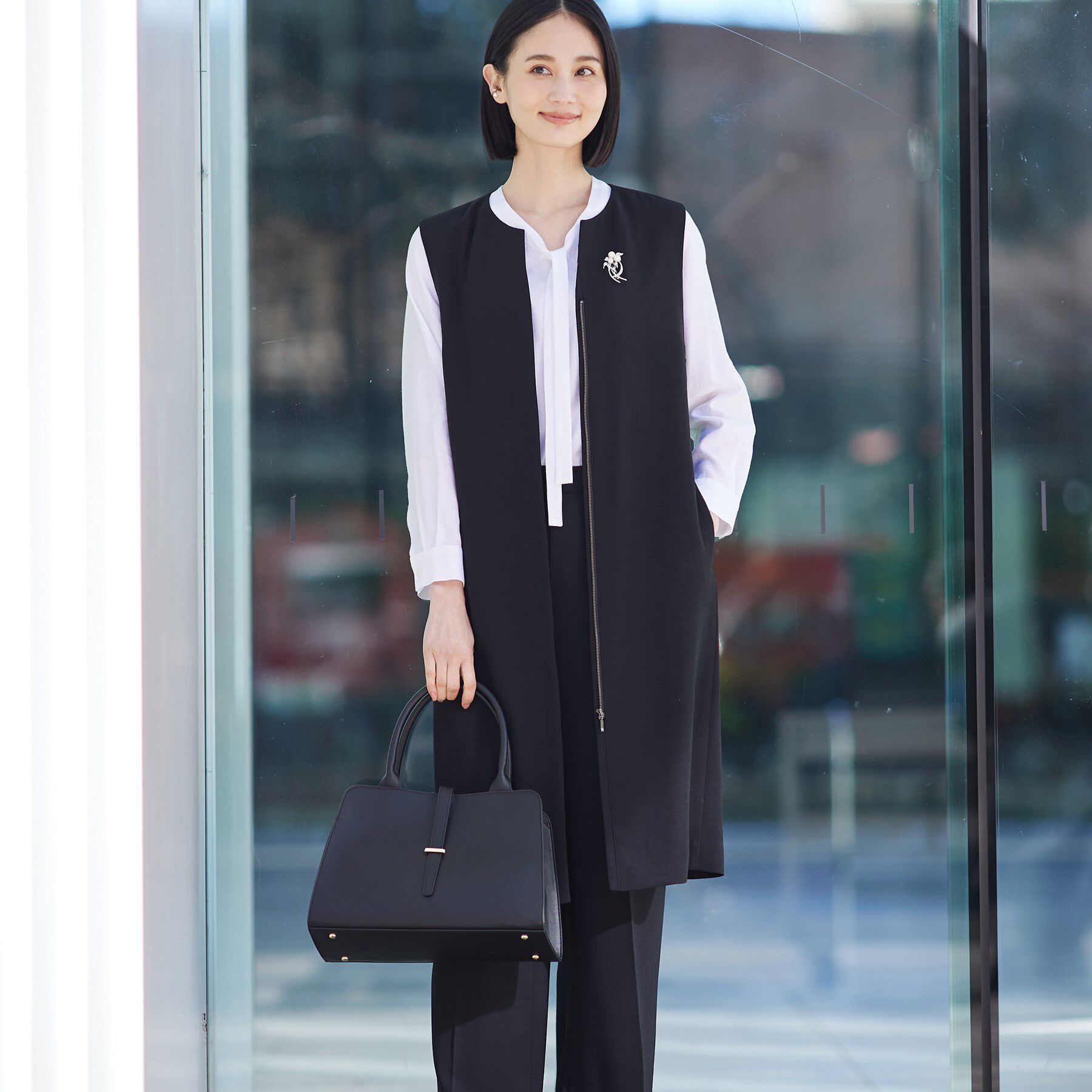 INDIVI「【着る日傘/遮熱/UVケア】ロングジレジャケット」|ベスト・ジレ|