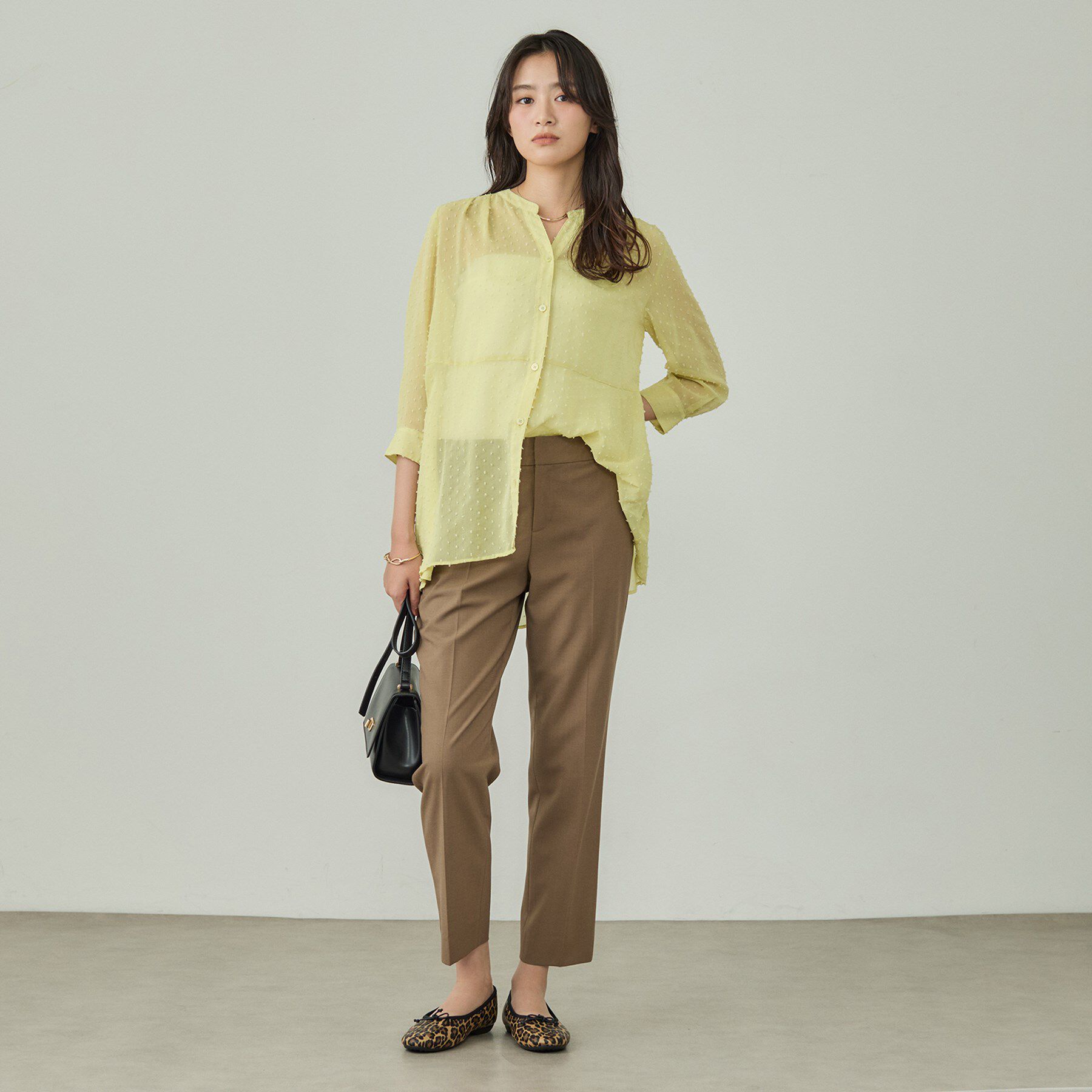 INDIVI「シアードット切り替えブラウス」|シャツ・ブラウス|