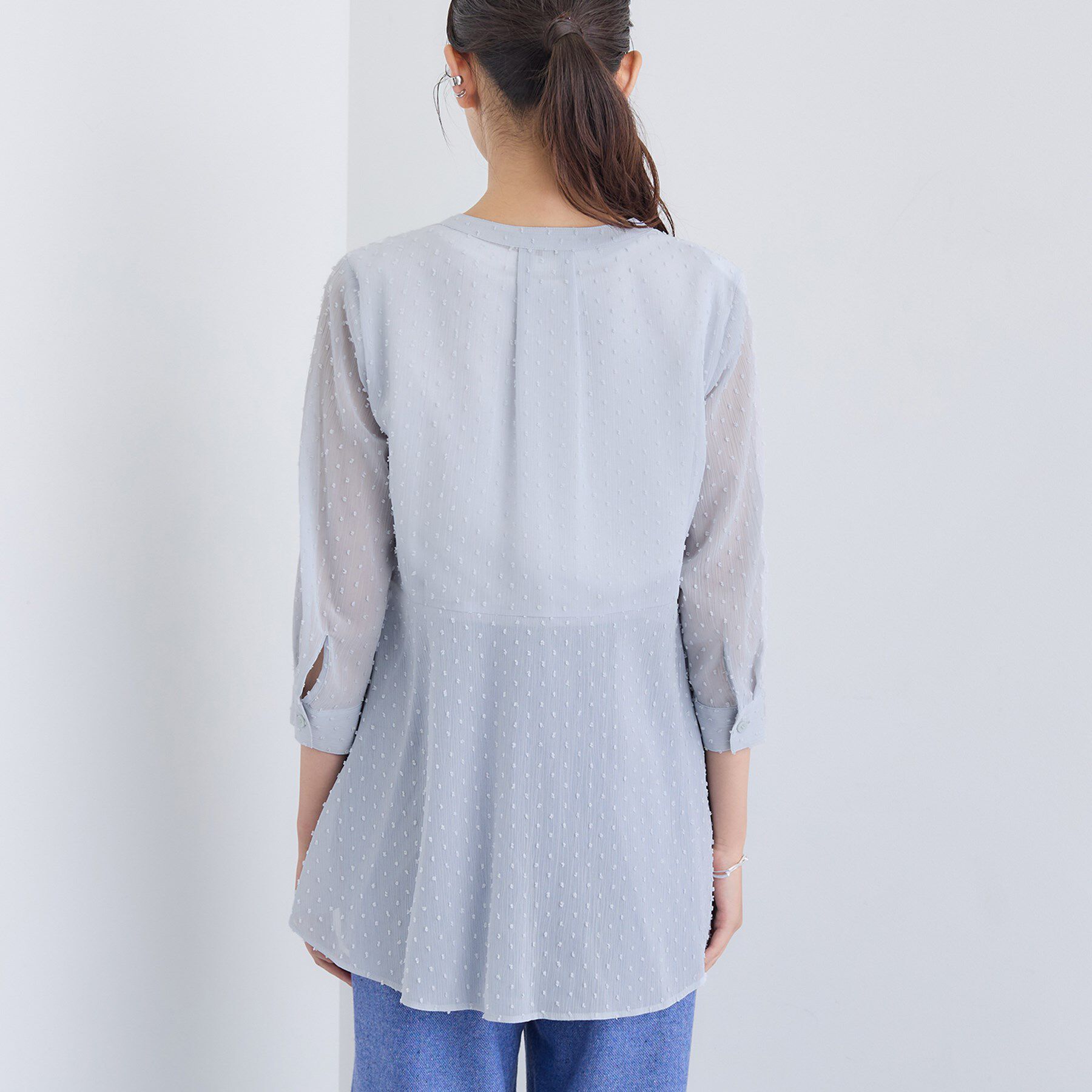 INDIVI「シアードット切り替えブラウス」|シャツ・ブラウス|