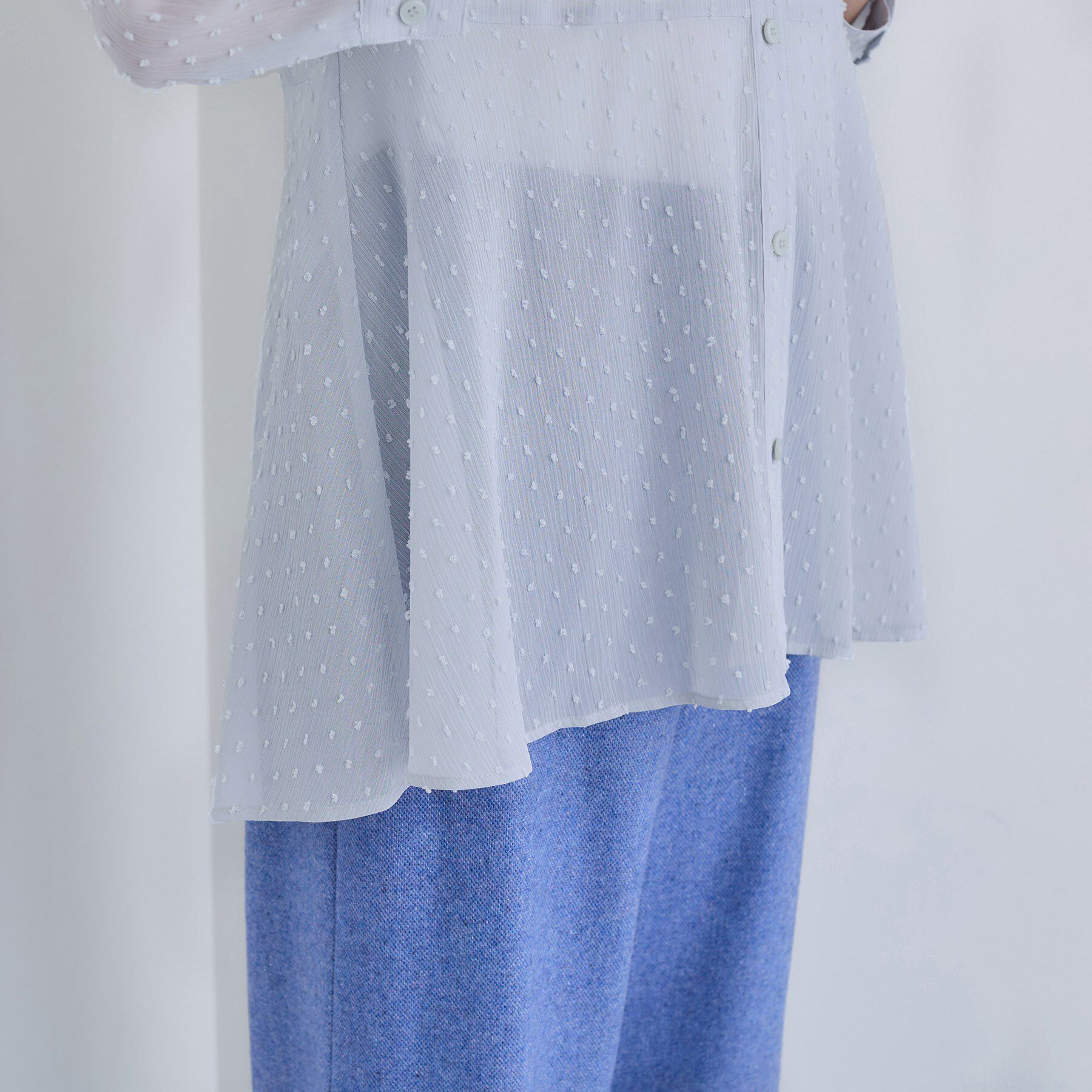 INDIVI「シアードット切り替えブラウス」|シャツ・ブラウス|