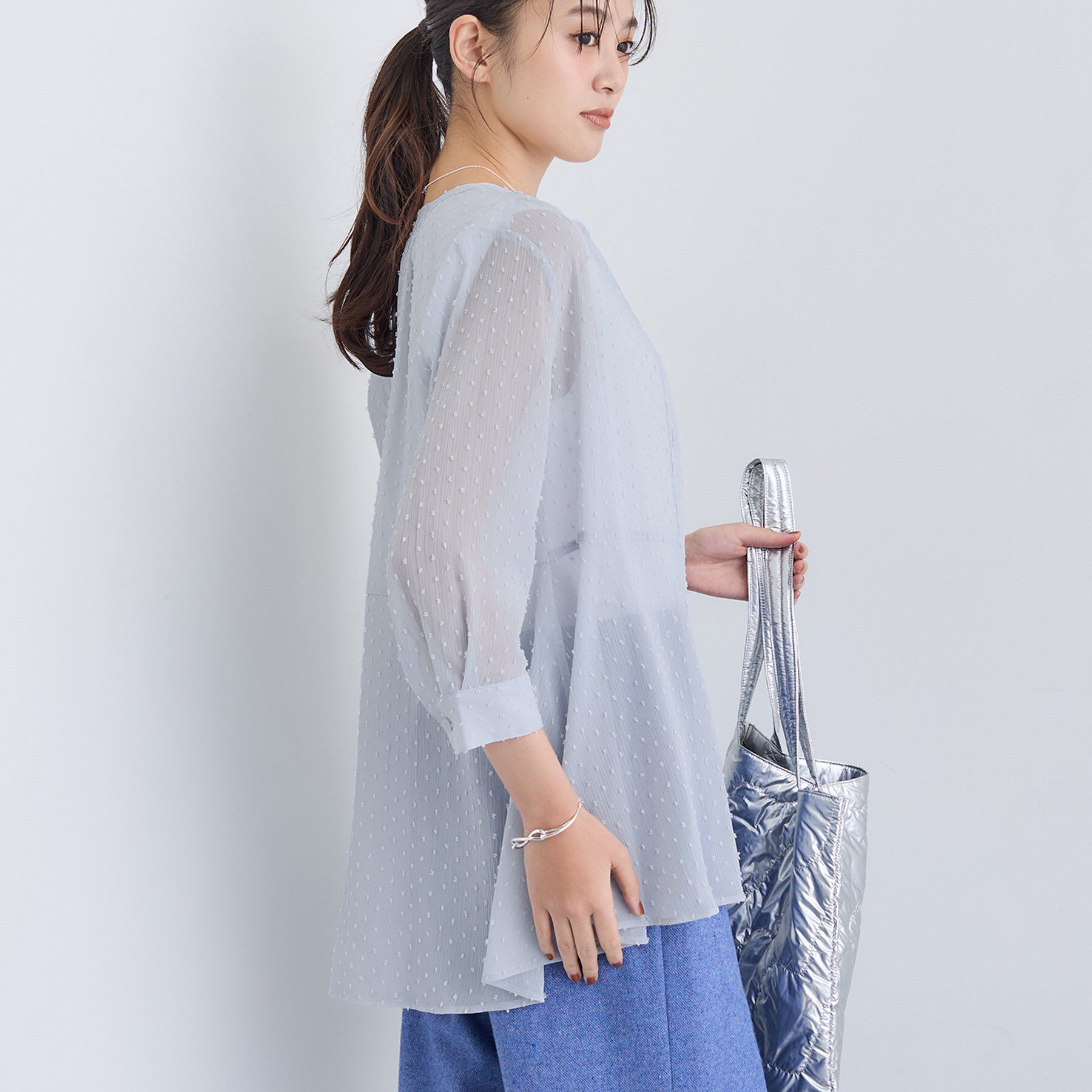 INDIVI「シアードット切り替えブラウス」|シャツ・ブラウス|