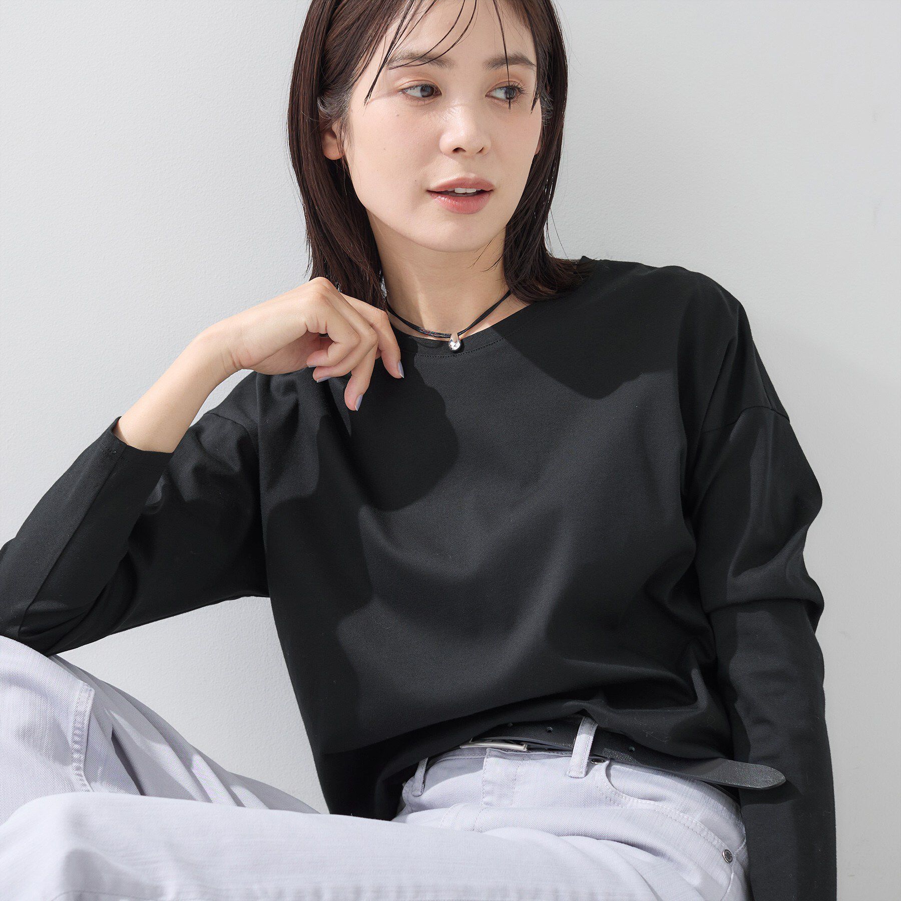 INDIVI「【洗える】きれいめラウンドテールロンT」|Tシャツ・カットソー|