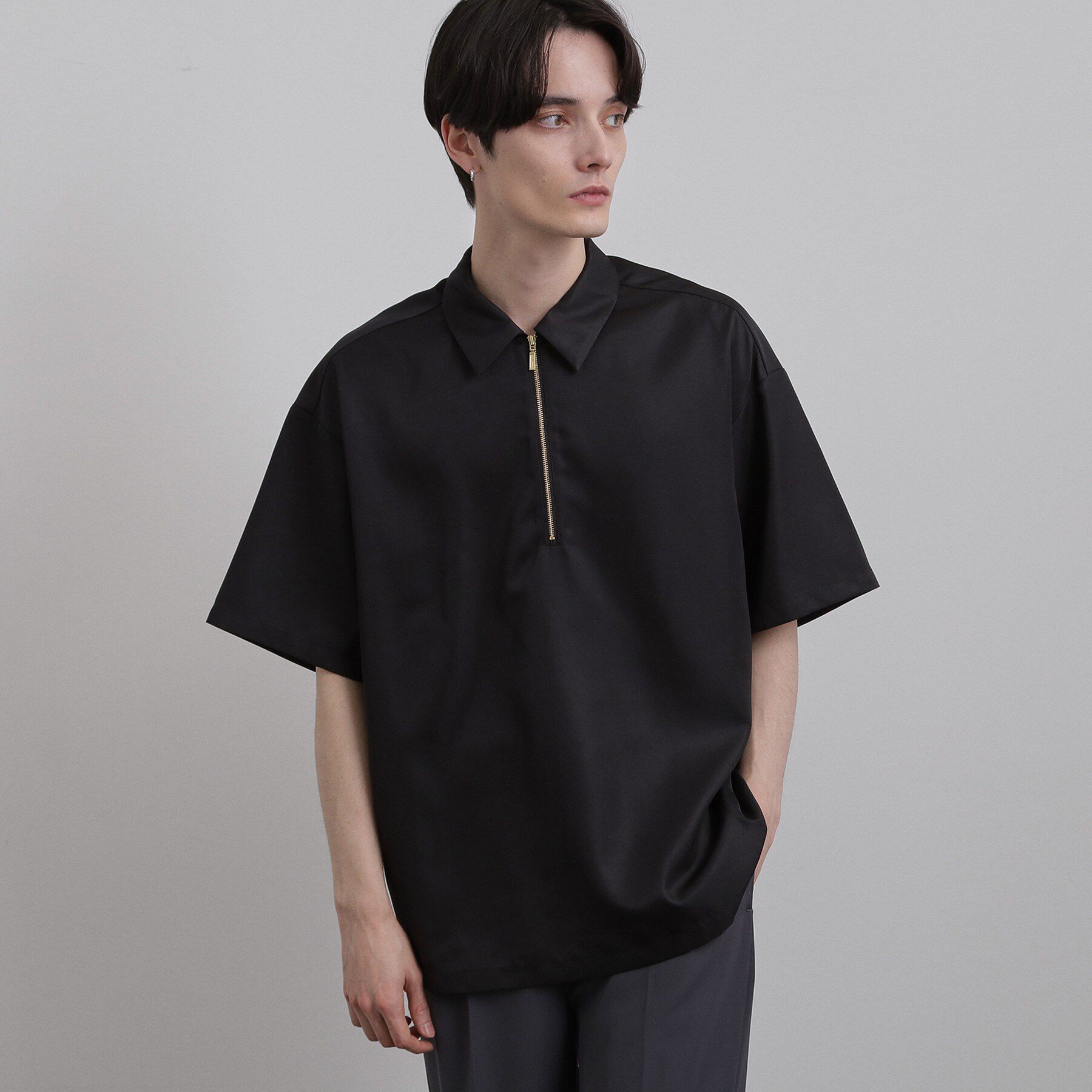 tk.TAKEO KIKUCHI「配色ハーフジップシャツ」|シャツ・ブラウス|ブラック(019)