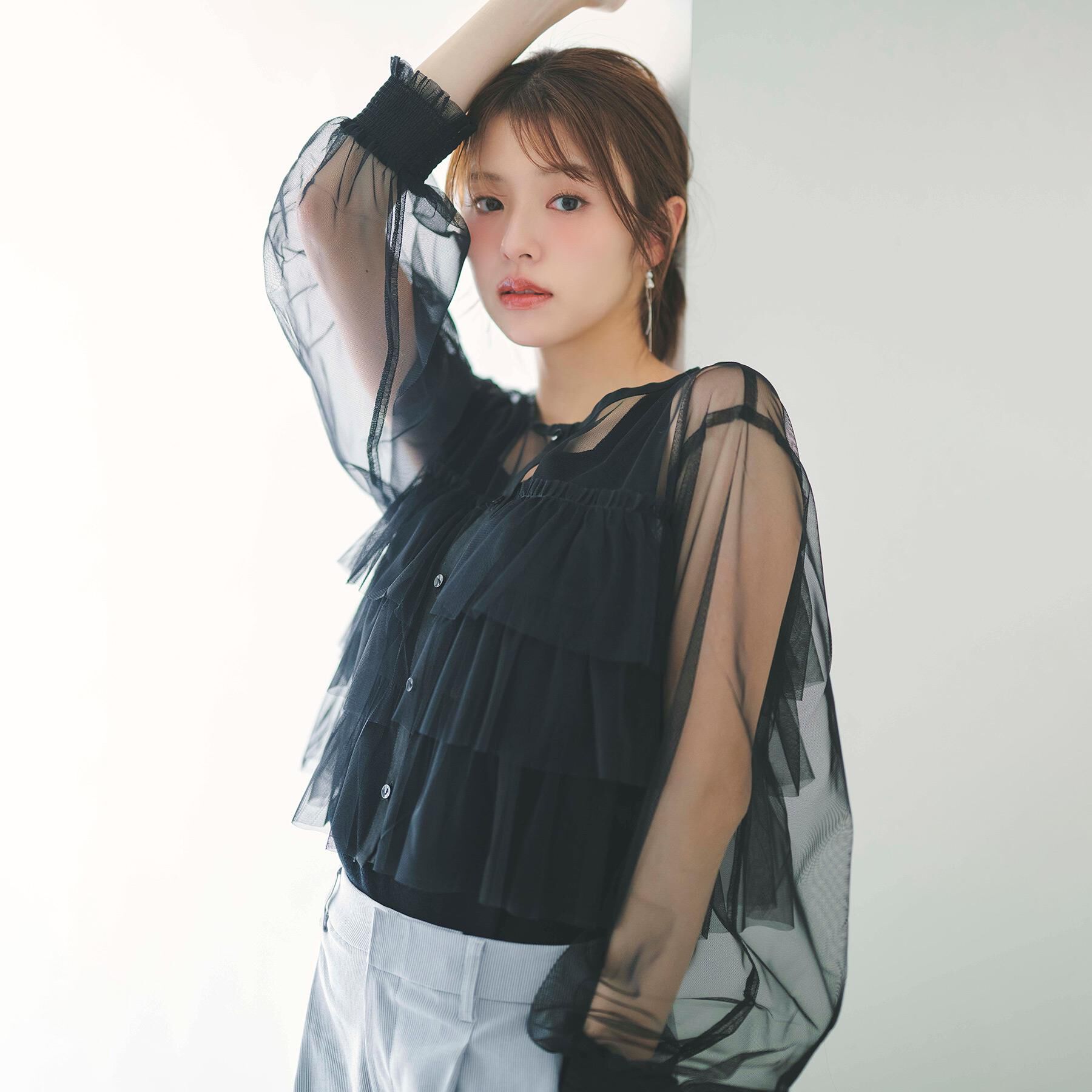 index「チュール3段フリルカーディガン【洗濯機OK】」|カーディガン|