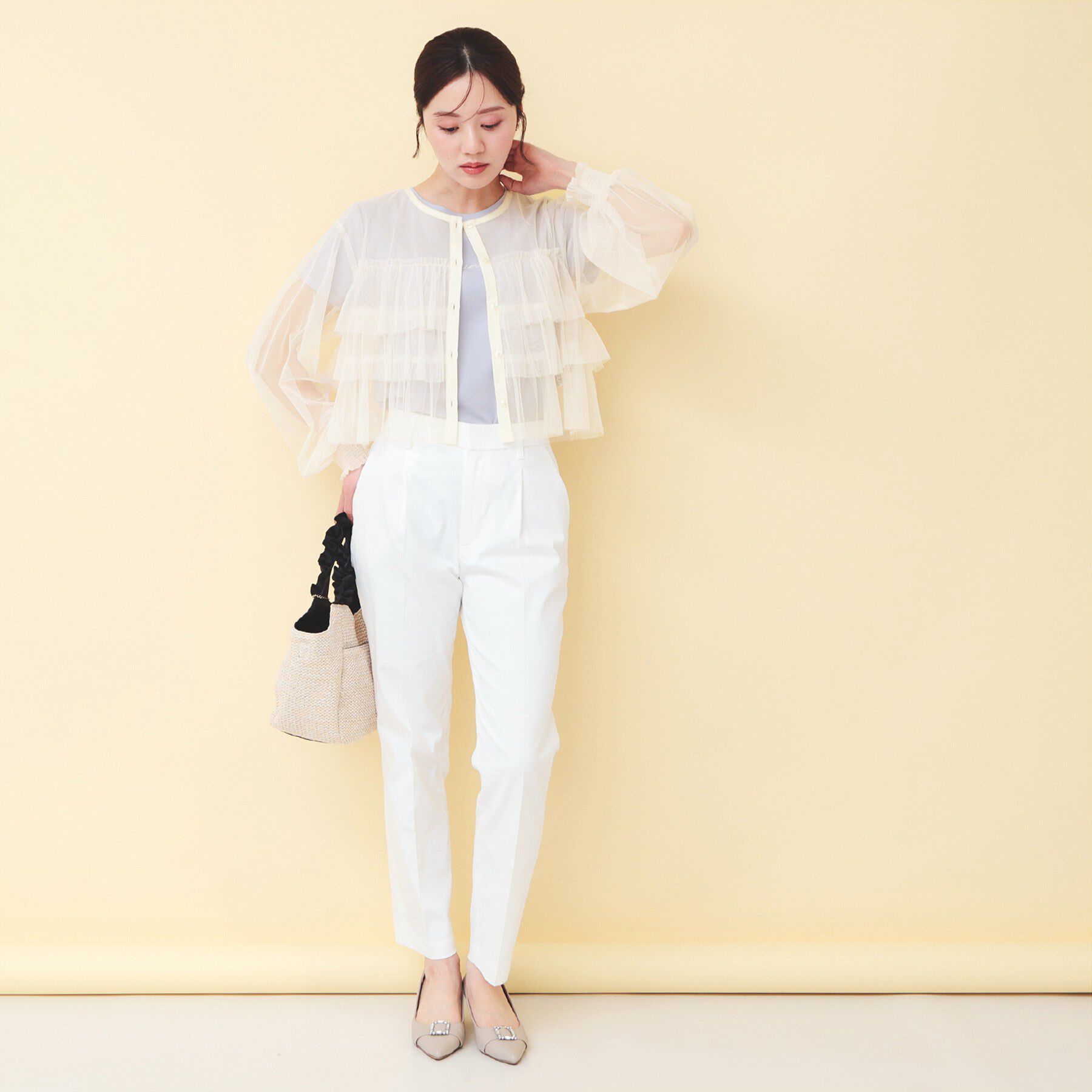 index「チュール3段フリルカーディガン【洗濯機OK】」|カーディガン|