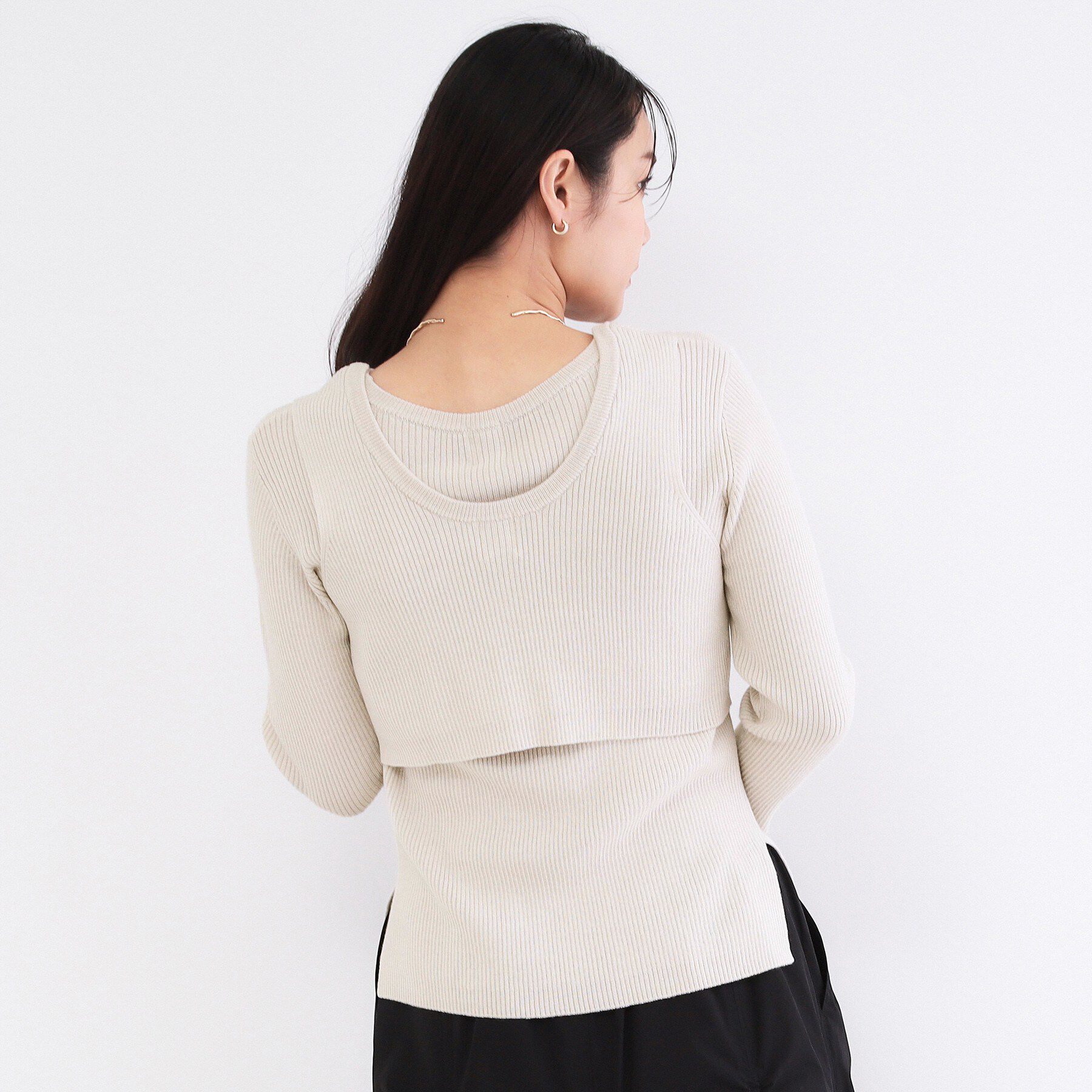 OPAQUE.CLIP「《ツインセット》ビスチェベスト&times;リブニット【洗濯機OK】」|ニット・セーター|