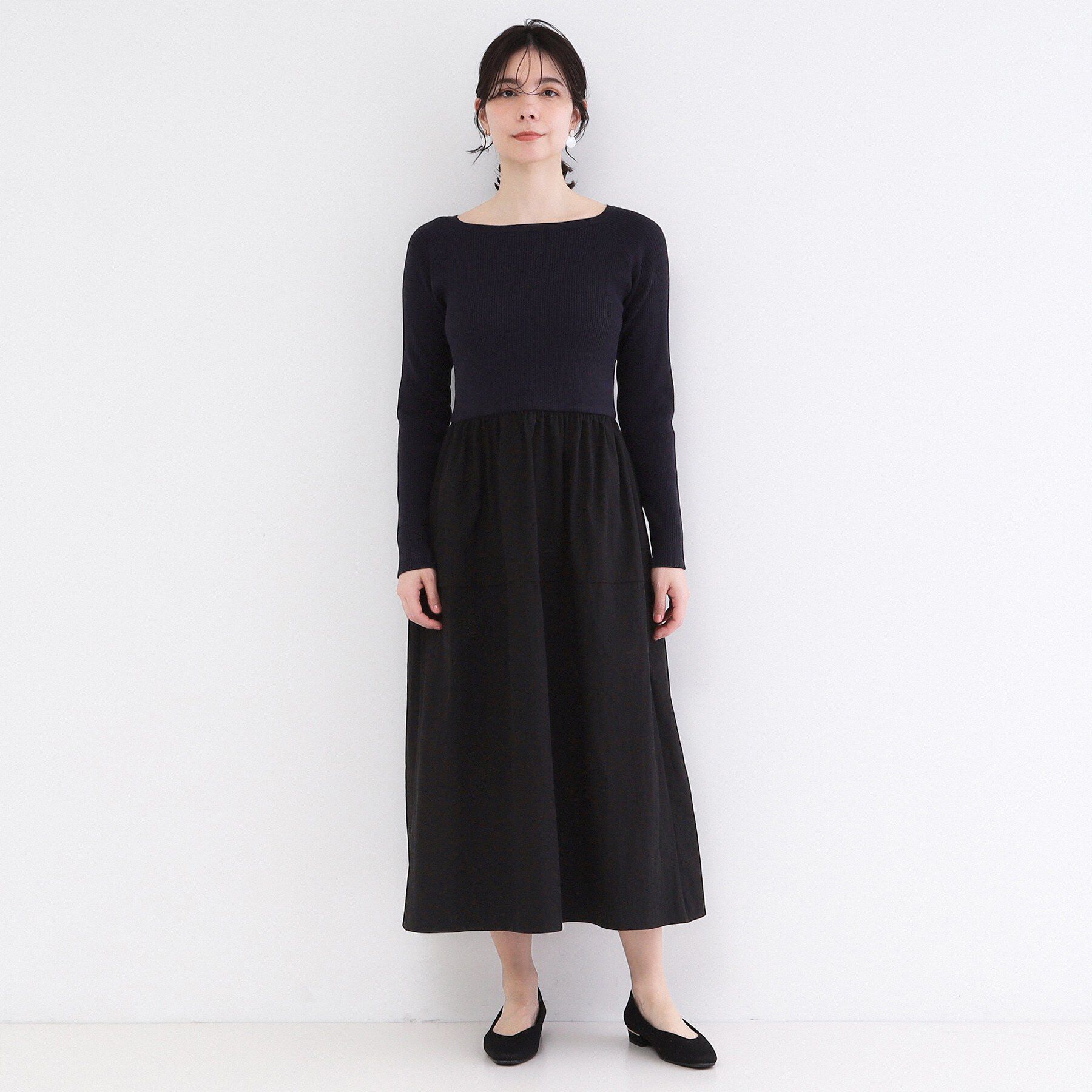 OPAQUE.CLIP「リブニットドッキングワンピース【洗濯機OK】」|ワンピース|