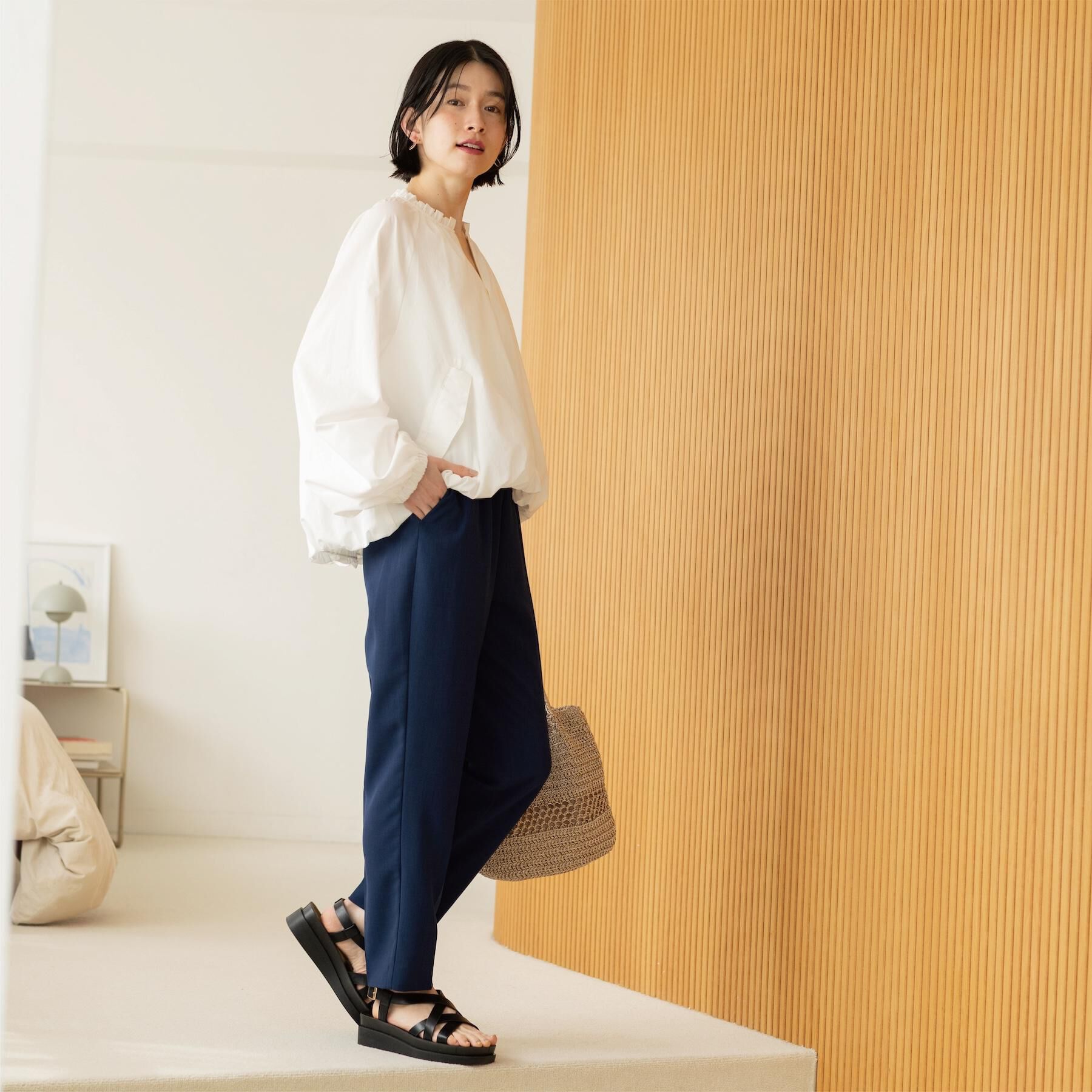 OPAQUE.CLIP「美脚ストレッチイージーテーパードパンツ／セットアップ対応可【洗濯機OK／防シワ加工】《SS～LL/5」|その他|