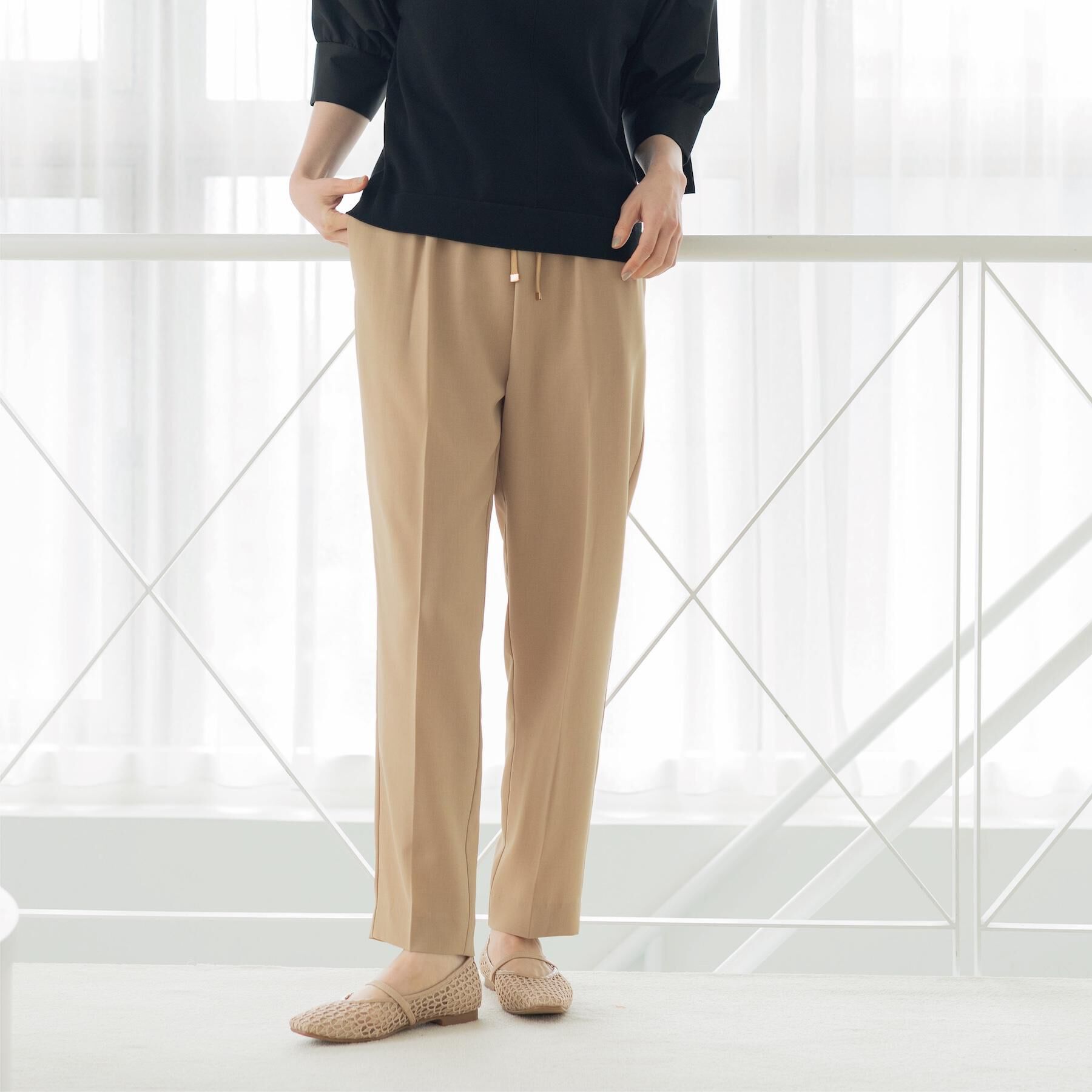 OPAQUE.CLIP「美脚ストレッチイージーテーパードパンツ／セットアップ対応可【洗濯機OK／防シワ加工】《SS～LL/5」|その他|キャメルブラウン(8