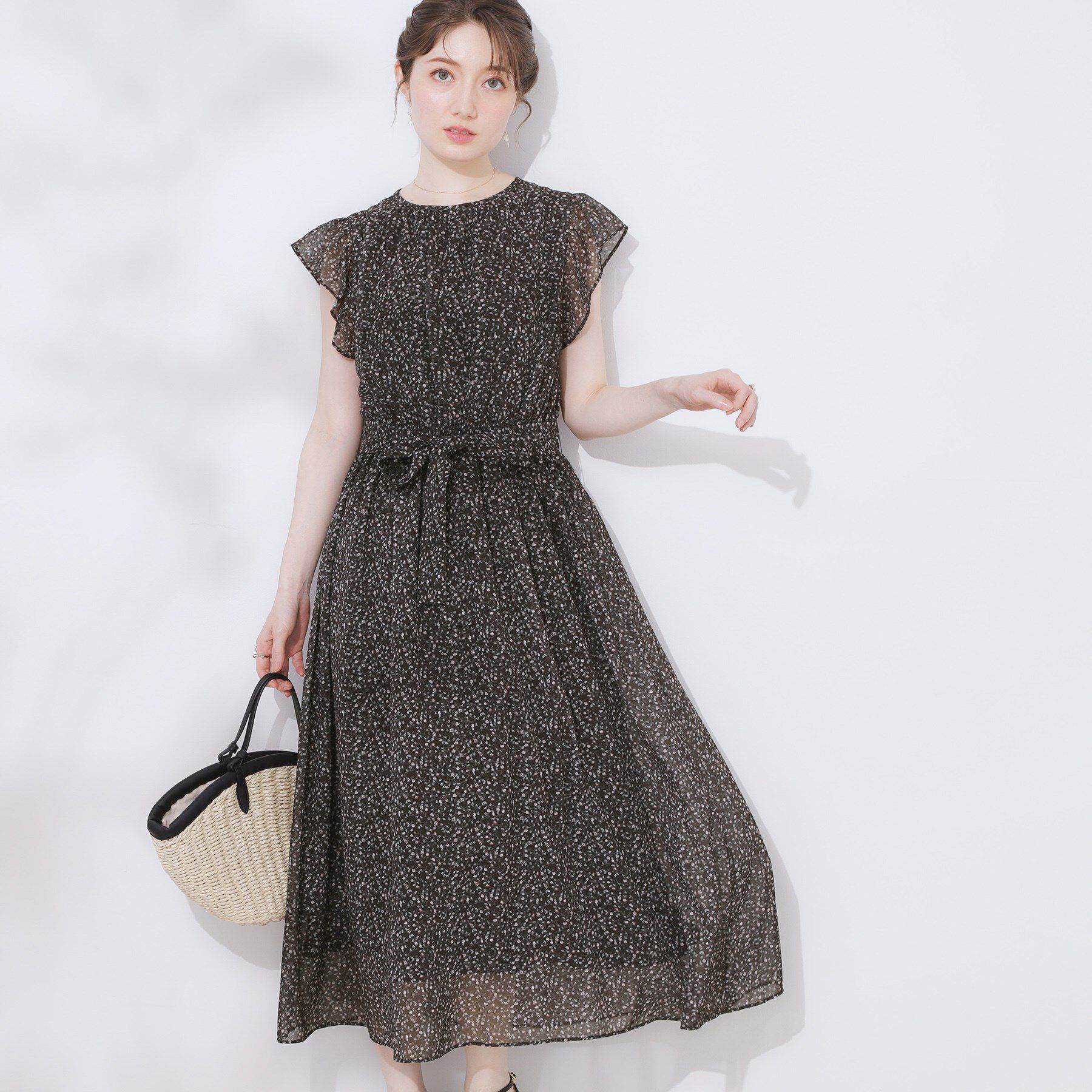 Couture broach「【一枚で着映える・楽ちん・ドライタッチ】フリルスリーブワンピース」|ワンピース|