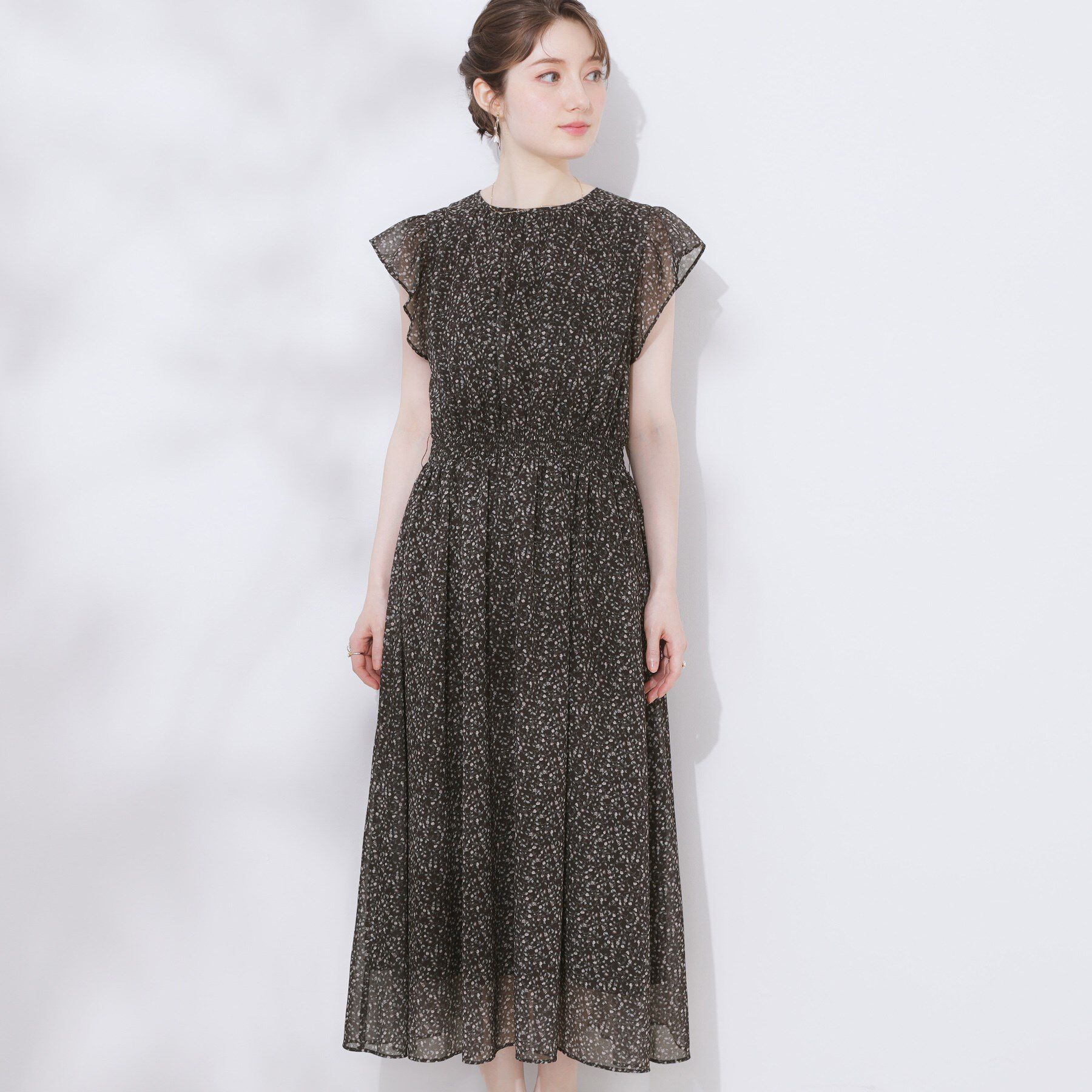 Couture broach「【一枚で着映える・楽ちん・ドライタッチ】フリルスリーブワンピース」|ワンピース|