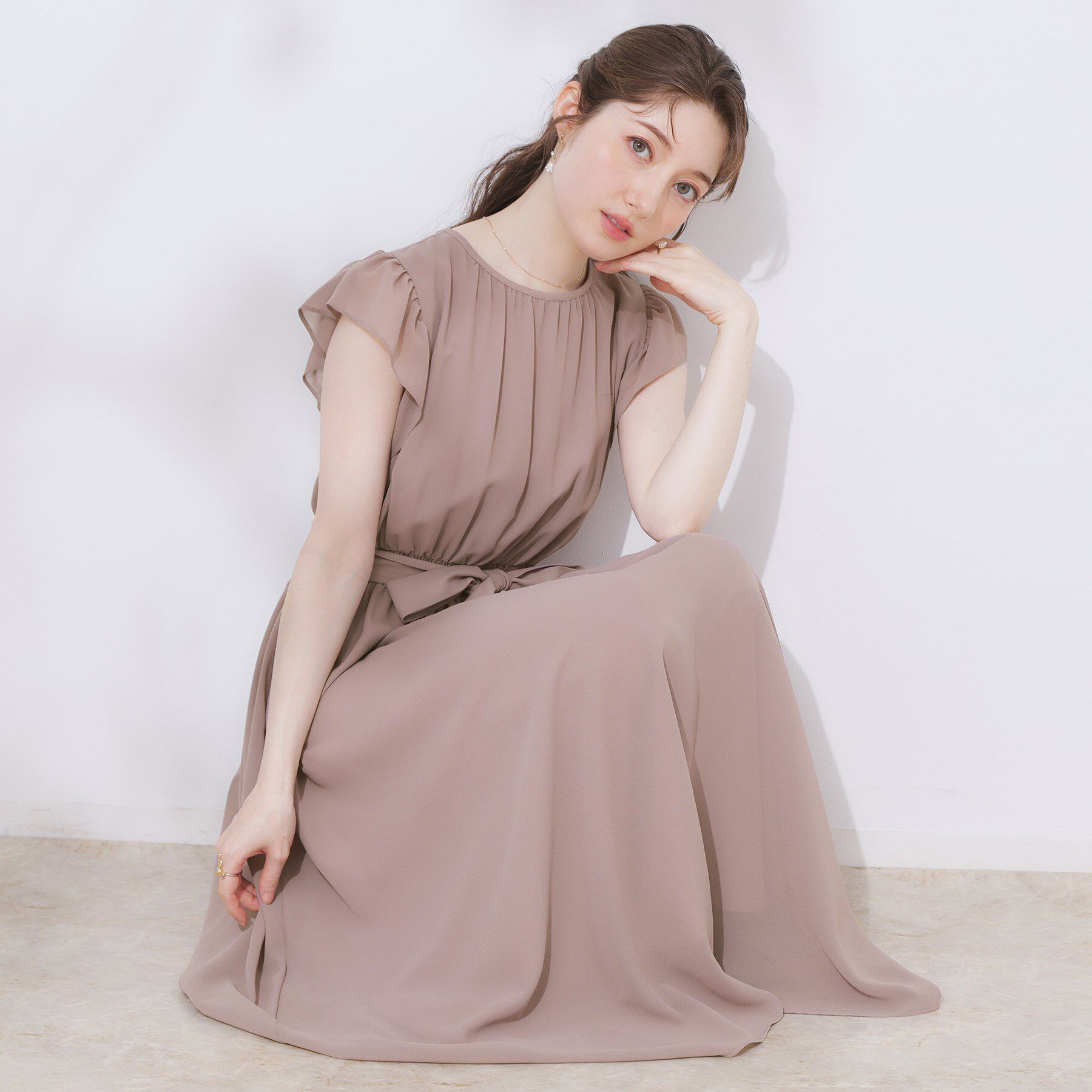 Couture broach「【一枚で着映える・楽ちん・ドライタッチ】フリルスリーブワンピース」|ワンピース|