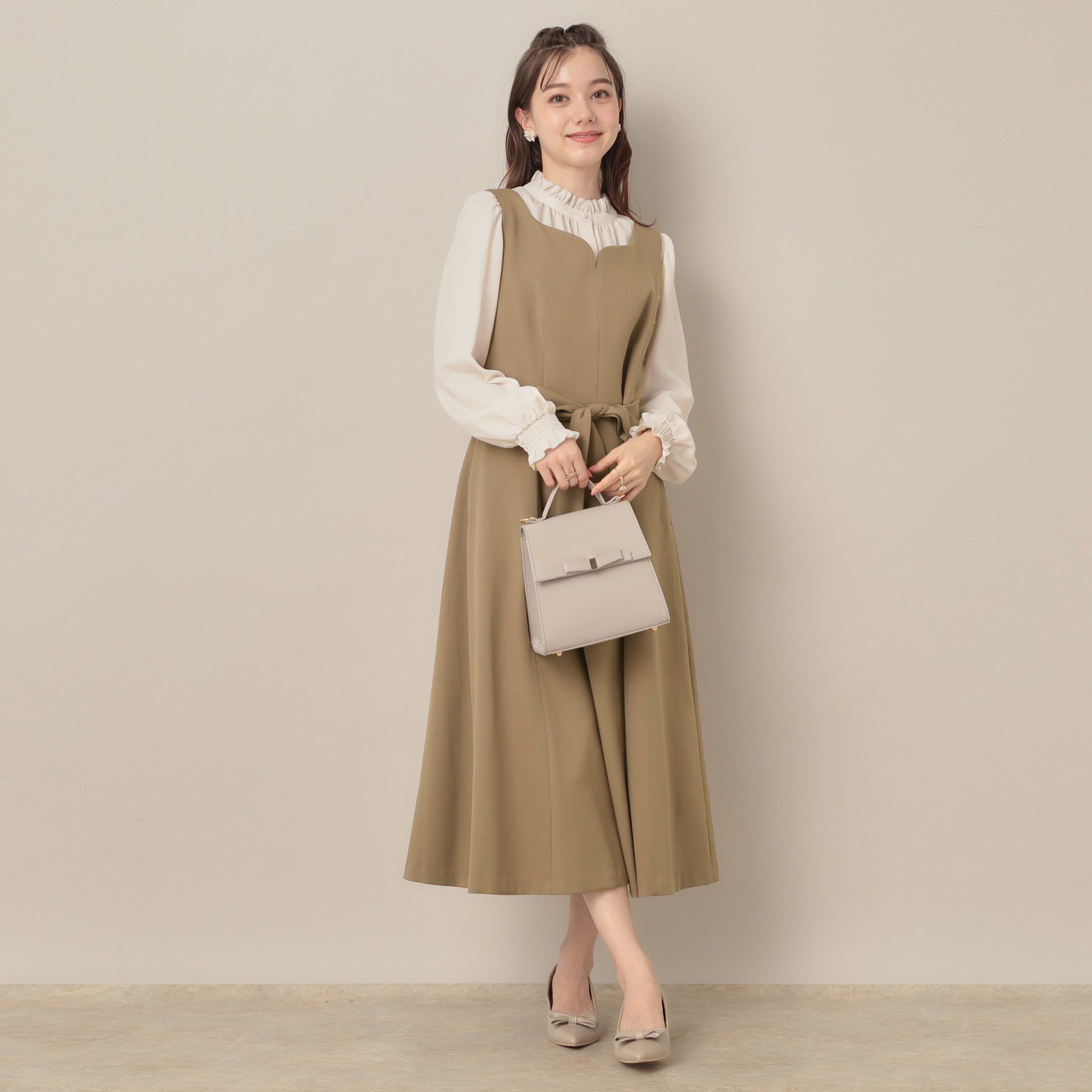 Couture broach「【帯電防止・通勤】ハートネック フレアージャンスカ」|ワンピース|