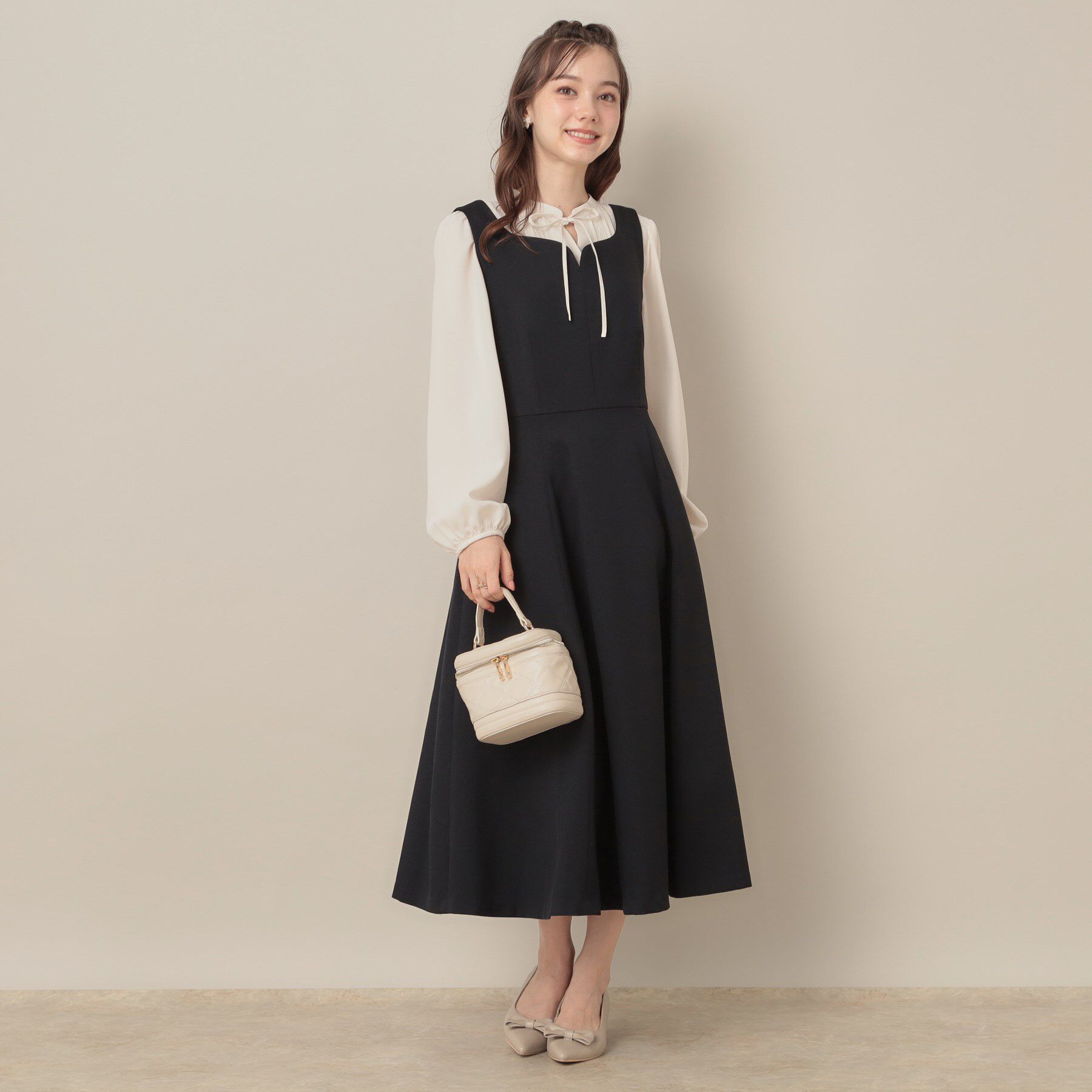 Couture broach「【帯電防止・通勤】ハートネック フレアージャンスカ」|ワンピース|