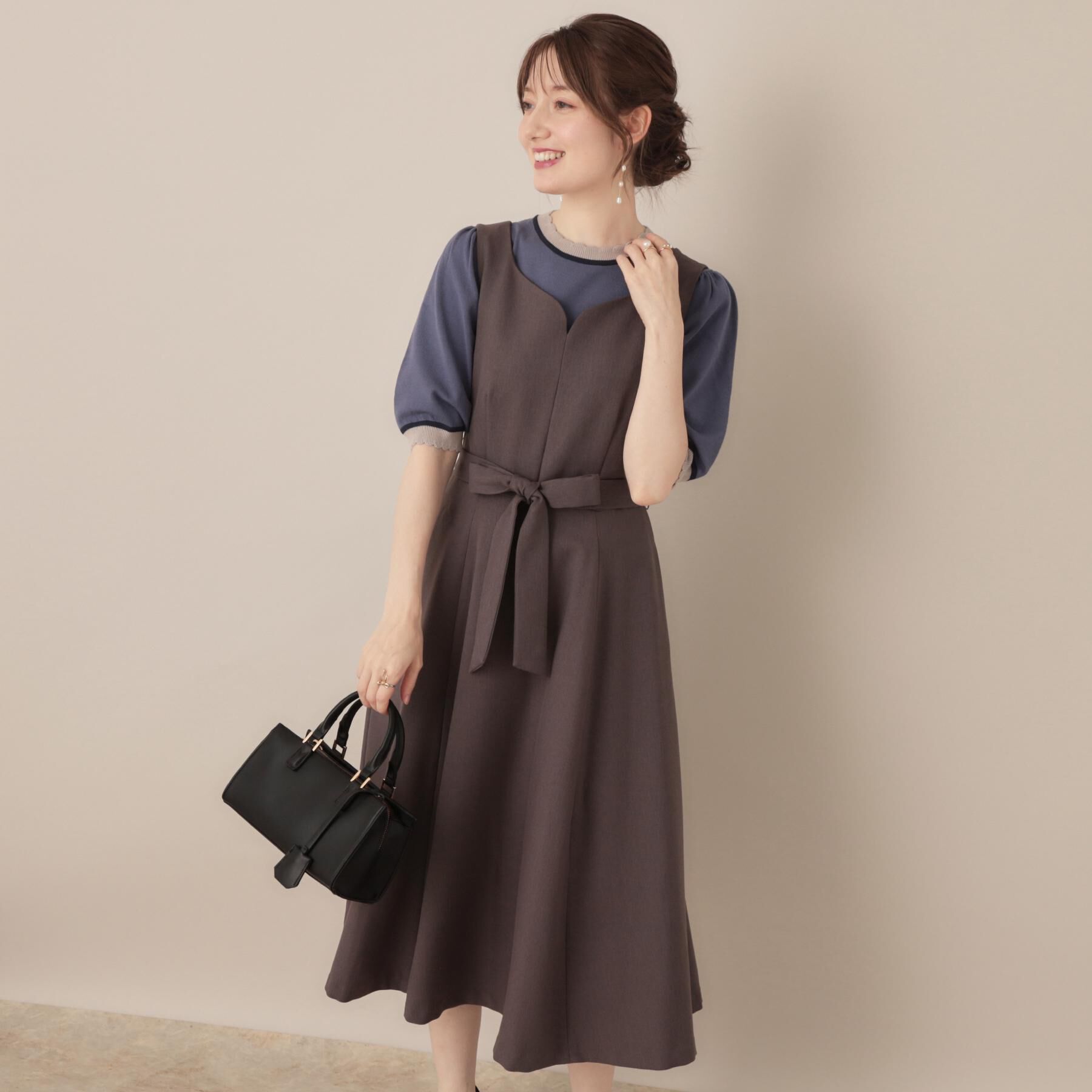 Couture broach「【帯電防止・通勤】ハートネック フレアージャンスカ」|ワンピース|