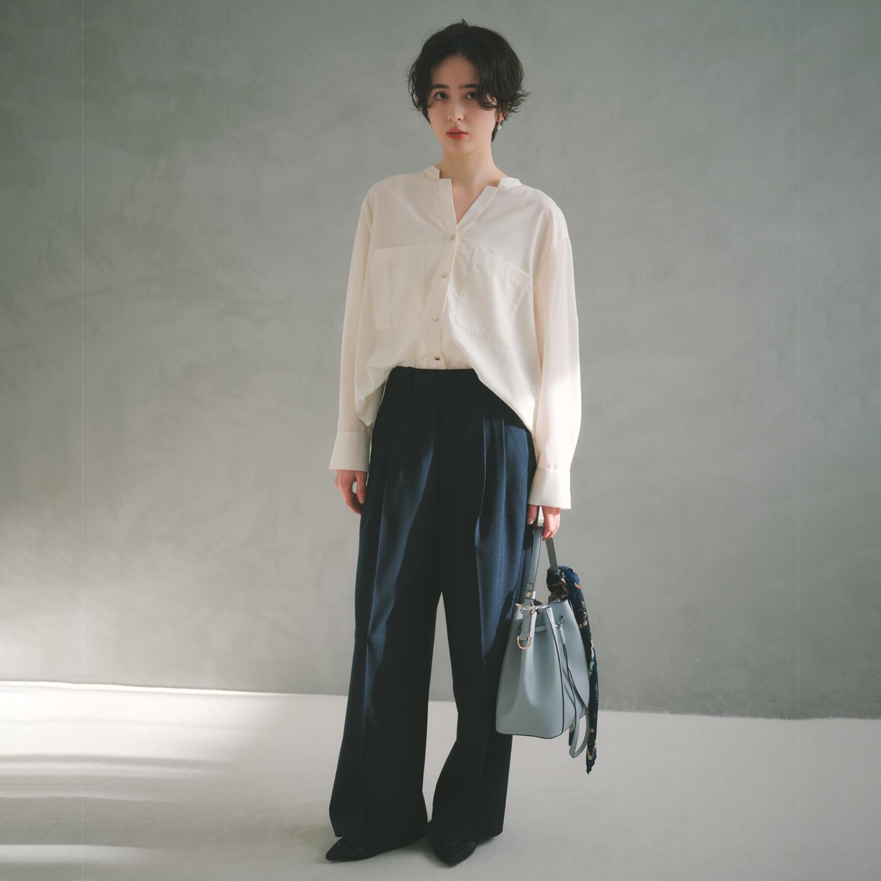 THE SHOP TK「【刻みネックですっきり見え】Wポケット金ボタンシャツ」|シャツ・ブラウス|