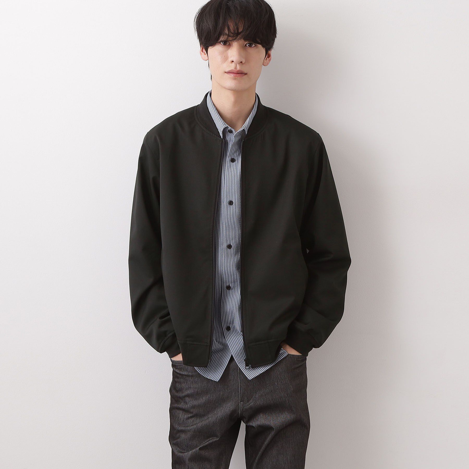 THE SHOP TK「FLEX LINE ストレッチリブブルゾン　ストレッチ/防シワ/マシンウォッシャブル/セットアップ可」|ブルゾン・スタジャン|