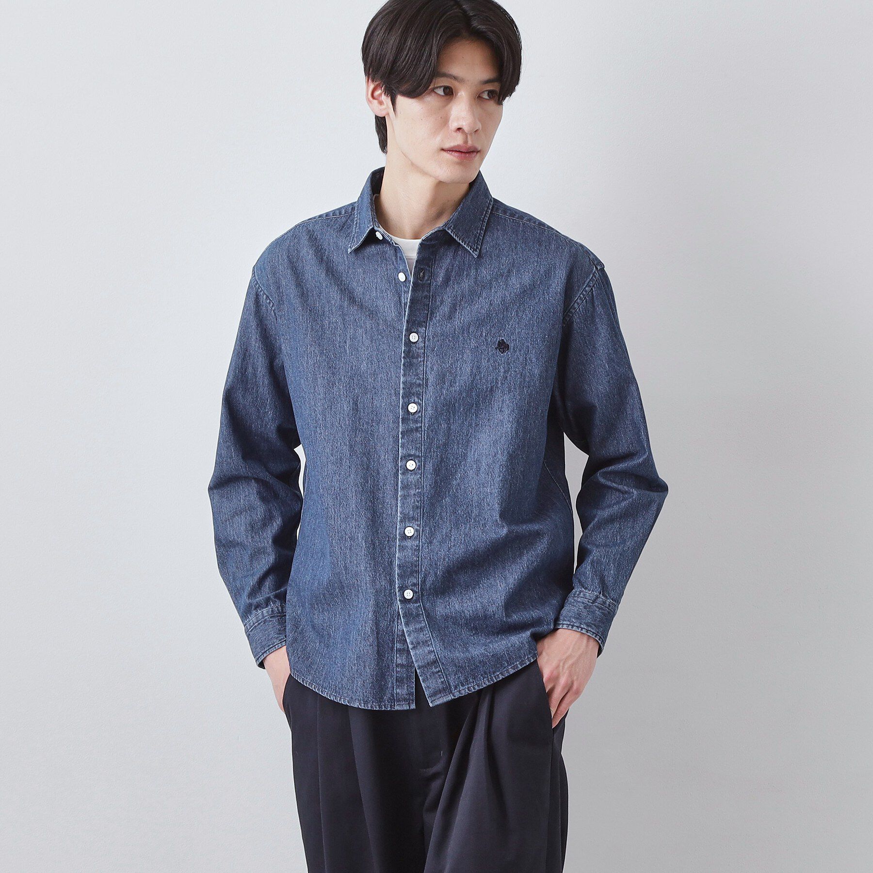 THE SHOP TK「【POLO BCS 別注】 アソート長袖シャツ ストライプ／グレー／デニム」|シャツ・ブラウス|ブルー(093)