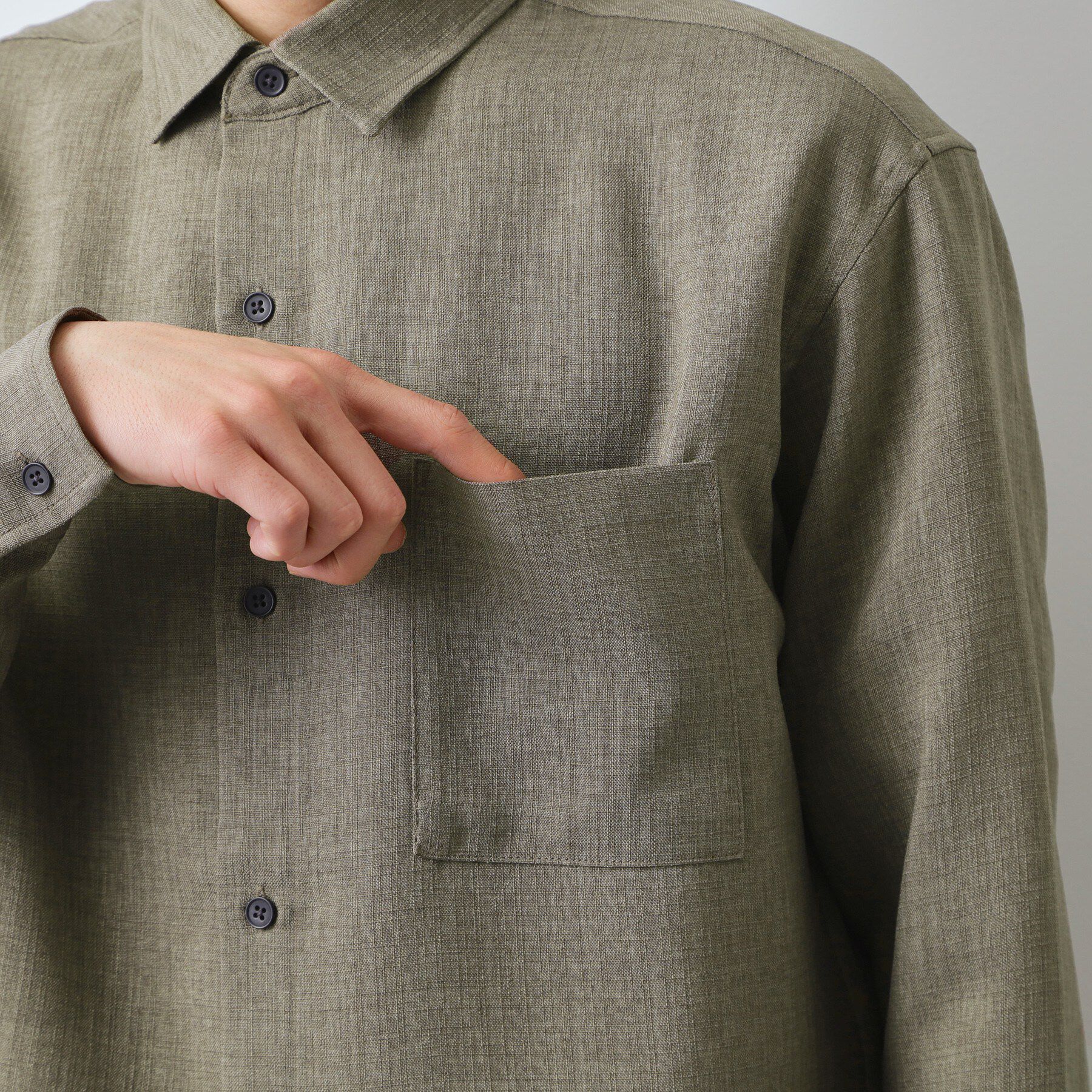 THE SHOP TK「【LINO FINE】リネンライク 長袖シャツ UVカット　イージーケア　吸水速乾　洗濯機OK」|シャツ・ブラウス|