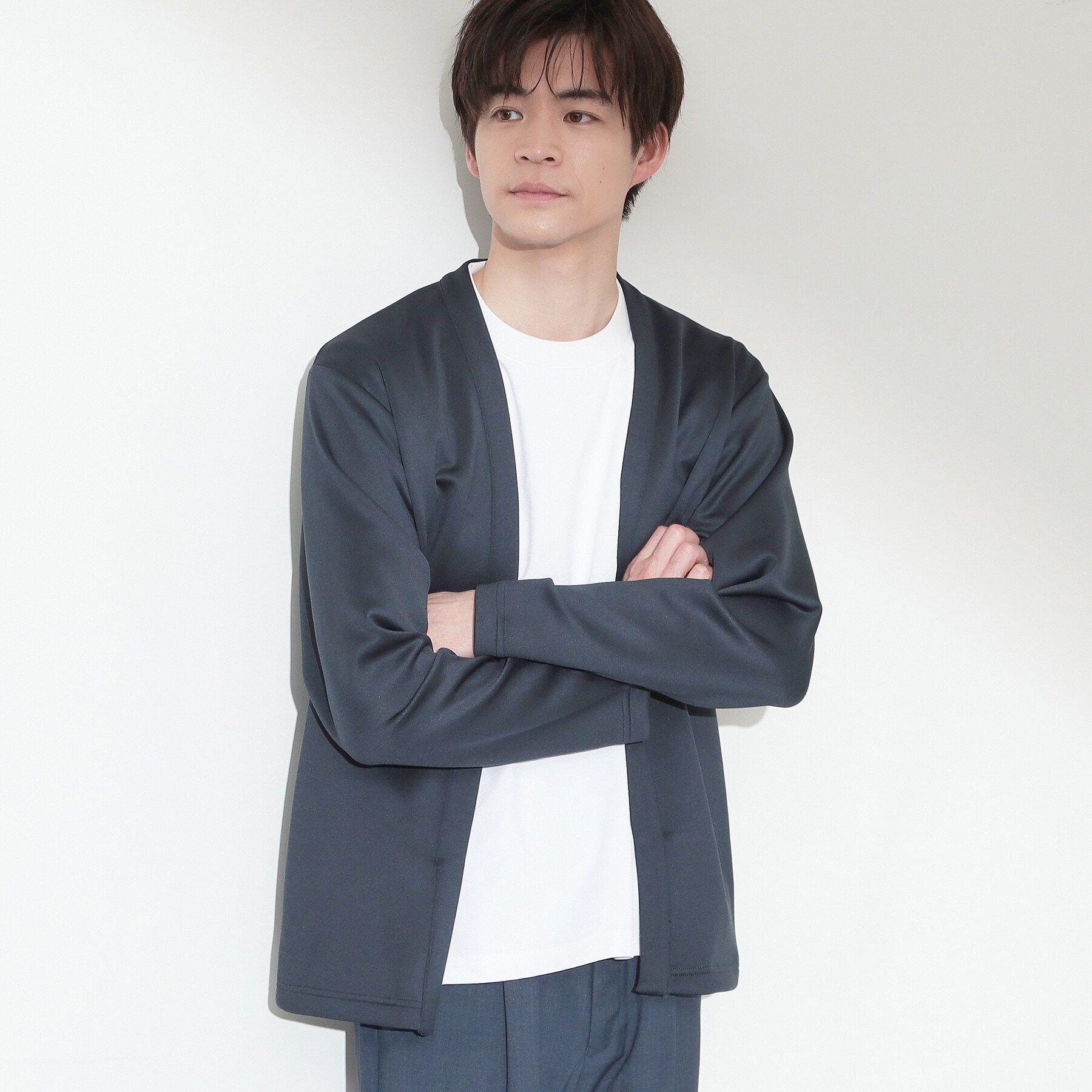 THE SHOP TK「スエードタッチカーディガン 洗濯機OK」|カーディガン|ネイビー(094)