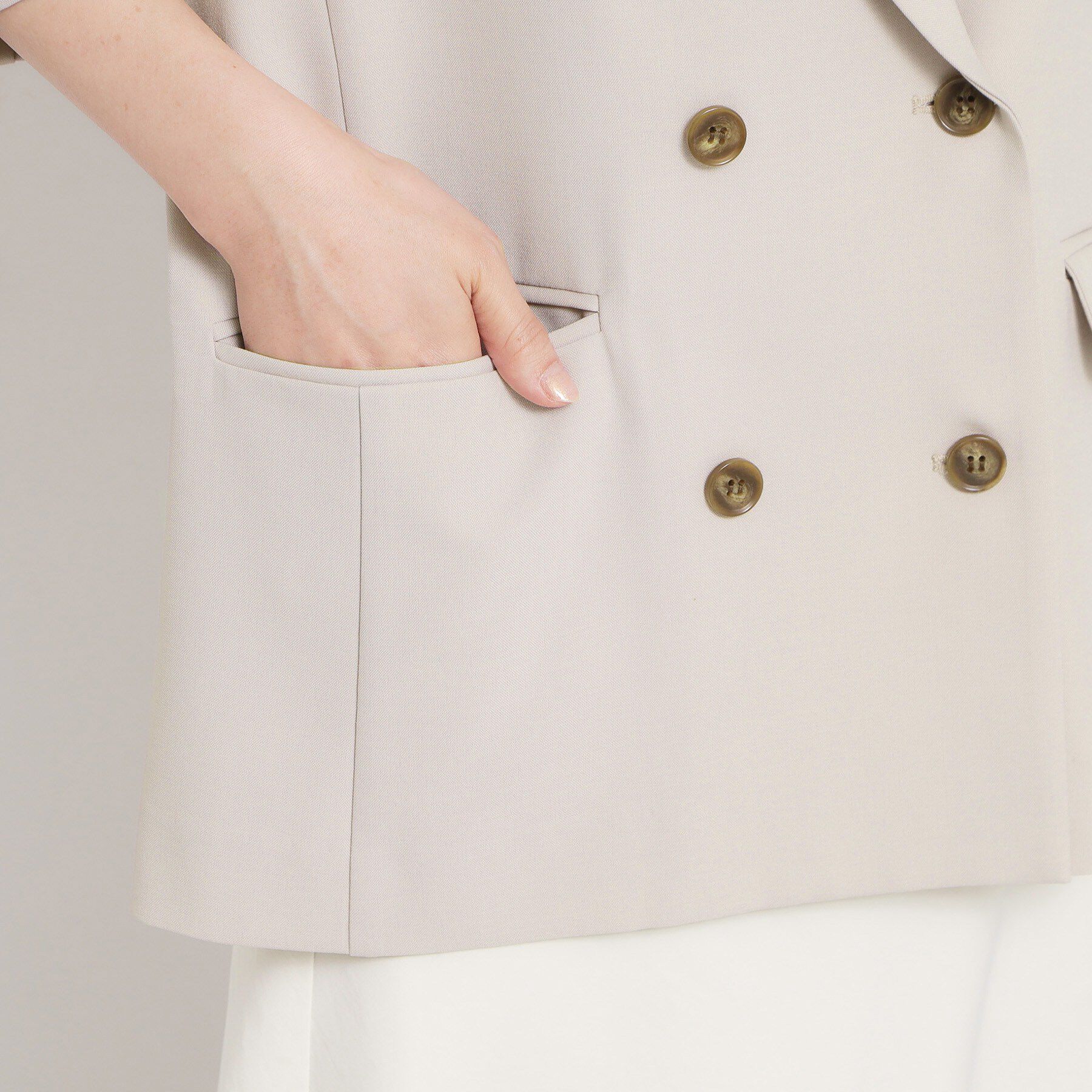 THE SHOP TK「【セットアップ可】麻調ダブルブレスト 6分袖ジャケット」|テーラードジャケット|