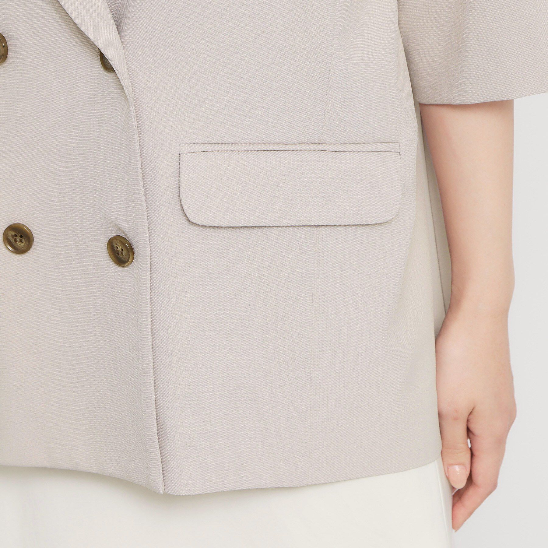 THE SHOP TK「【セットアップ可】麻調ダブルブレスト 6分袖ジャケット」|テーラードジャケット|