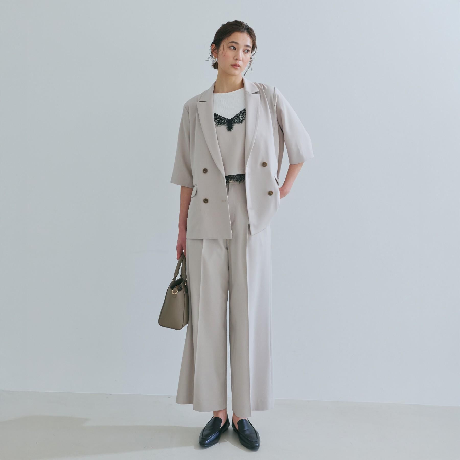 THE SHOP TK「【セットアップ可】麻調ダブルブレスト 6分袖ジャケット」|テーラードジャケット|