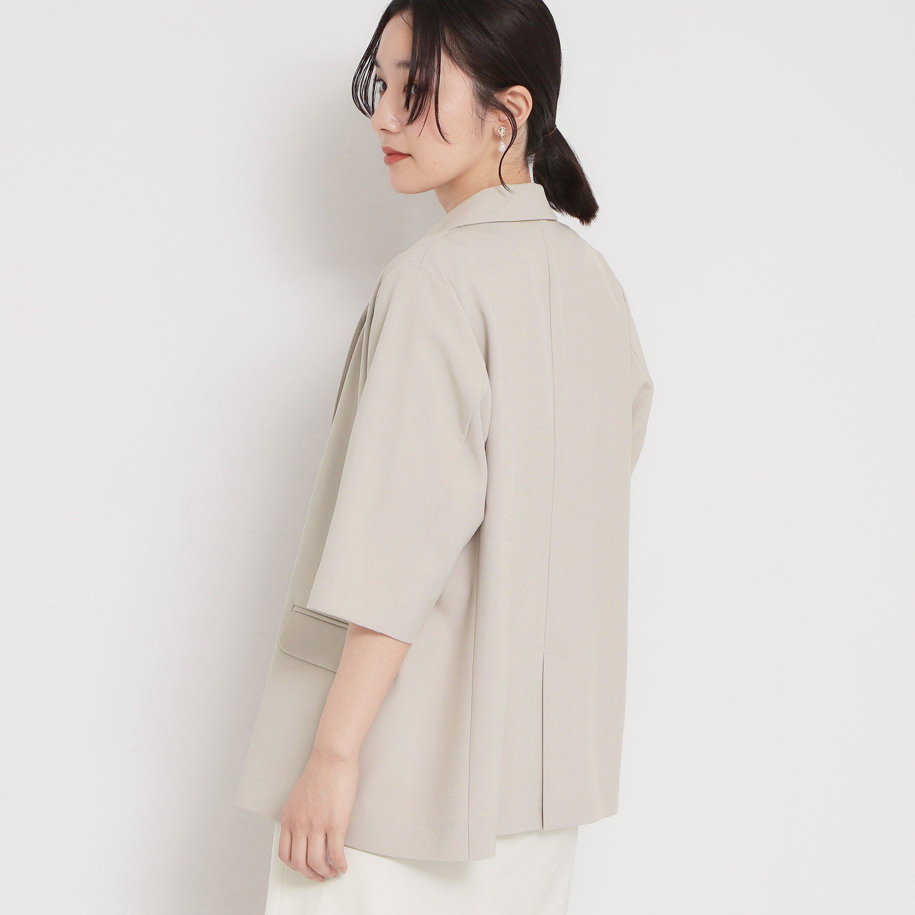 THE SHOP TK「【セットアップ可】麻調ダブルブレスト 6分袖ジャケット」|テーラードジャケット|