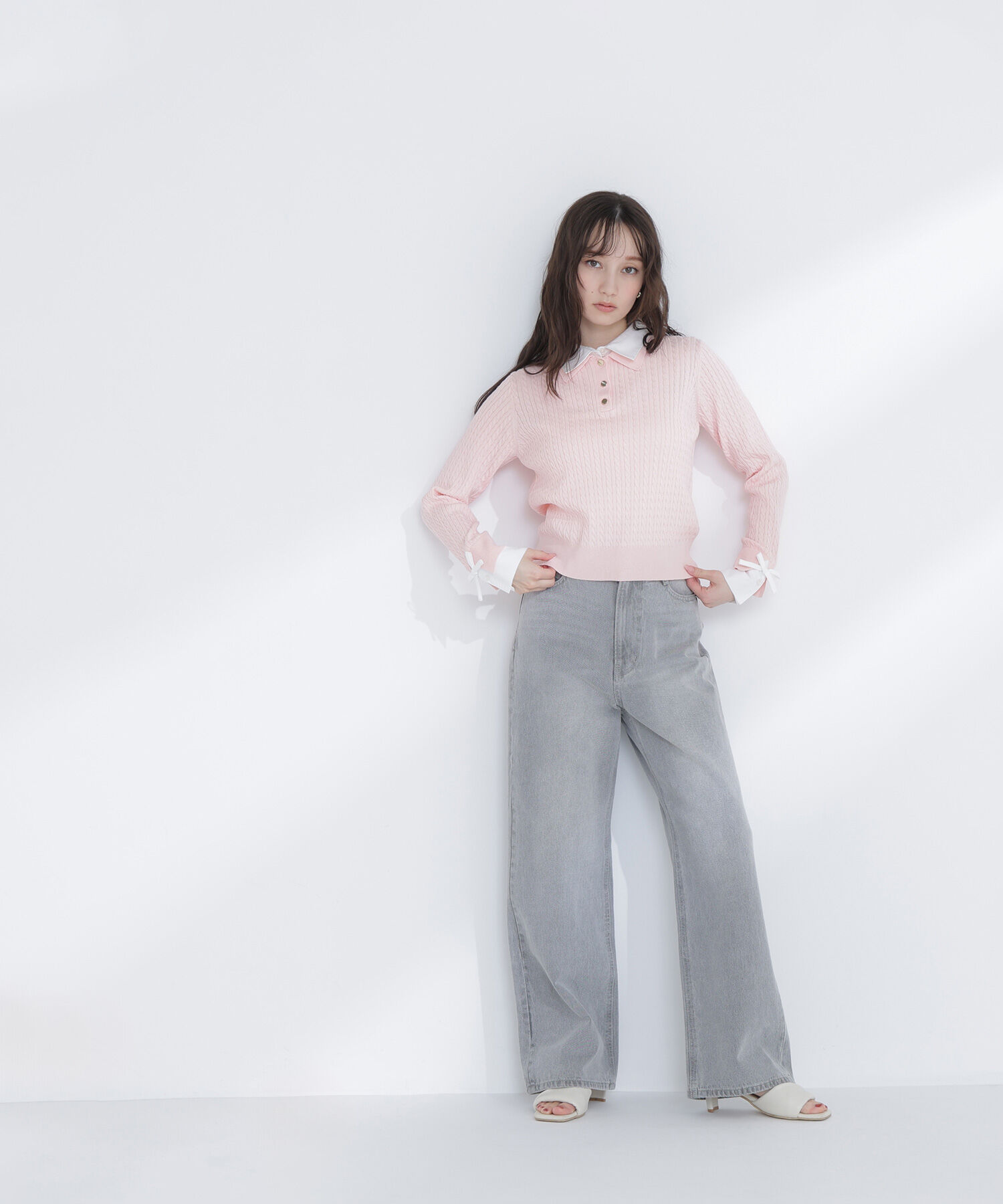  「シャツドッキングケーブルニット」|ニット・セーター|